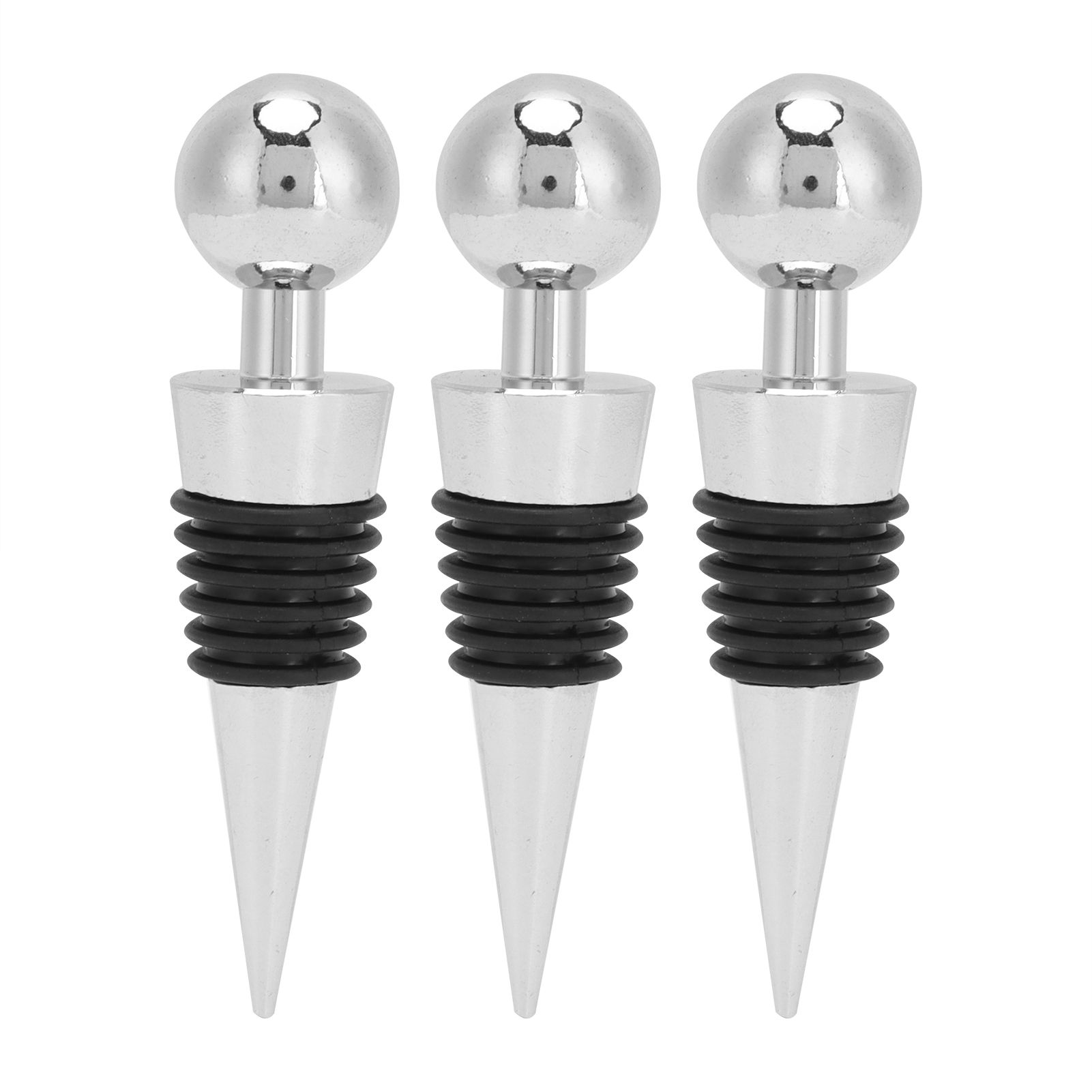 3PCS Wine Bottle Stopper Silver Round Head Beverage Bottle Stopper for Bar view 2