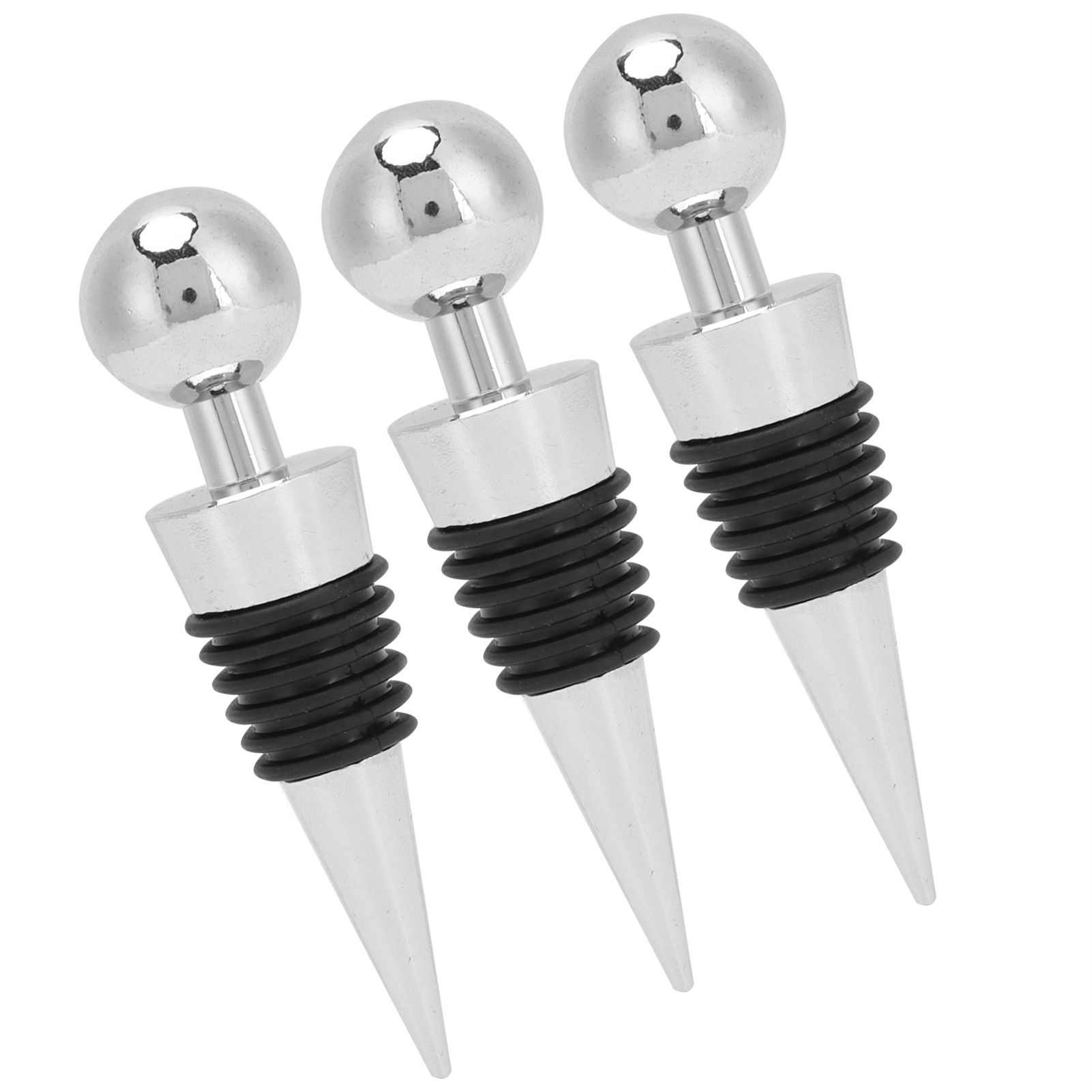 3PCS Wine Bottle Stopper Silver Round Head Beverage Bottle Stopper for Bar view 3