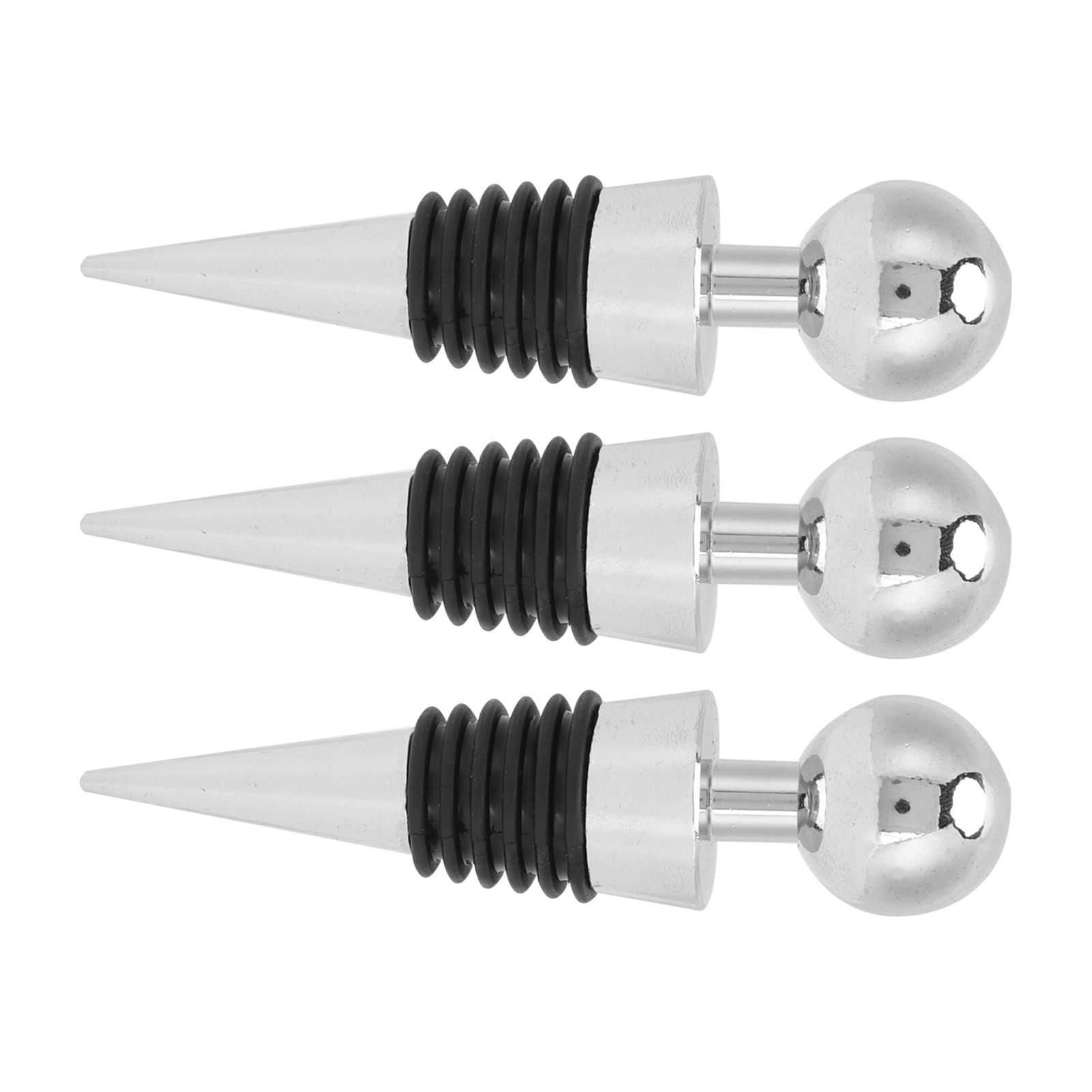 3PCS Wine Bottle Stopper Silver Round Head Beverage Bottle Stopper for Bar view 5