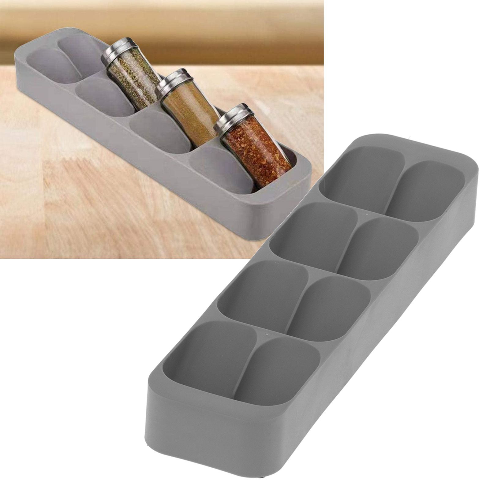 Grey Kitchen Spice Bottle Rack Kitchen Storage Holder Seasoning Jar Storage view 12