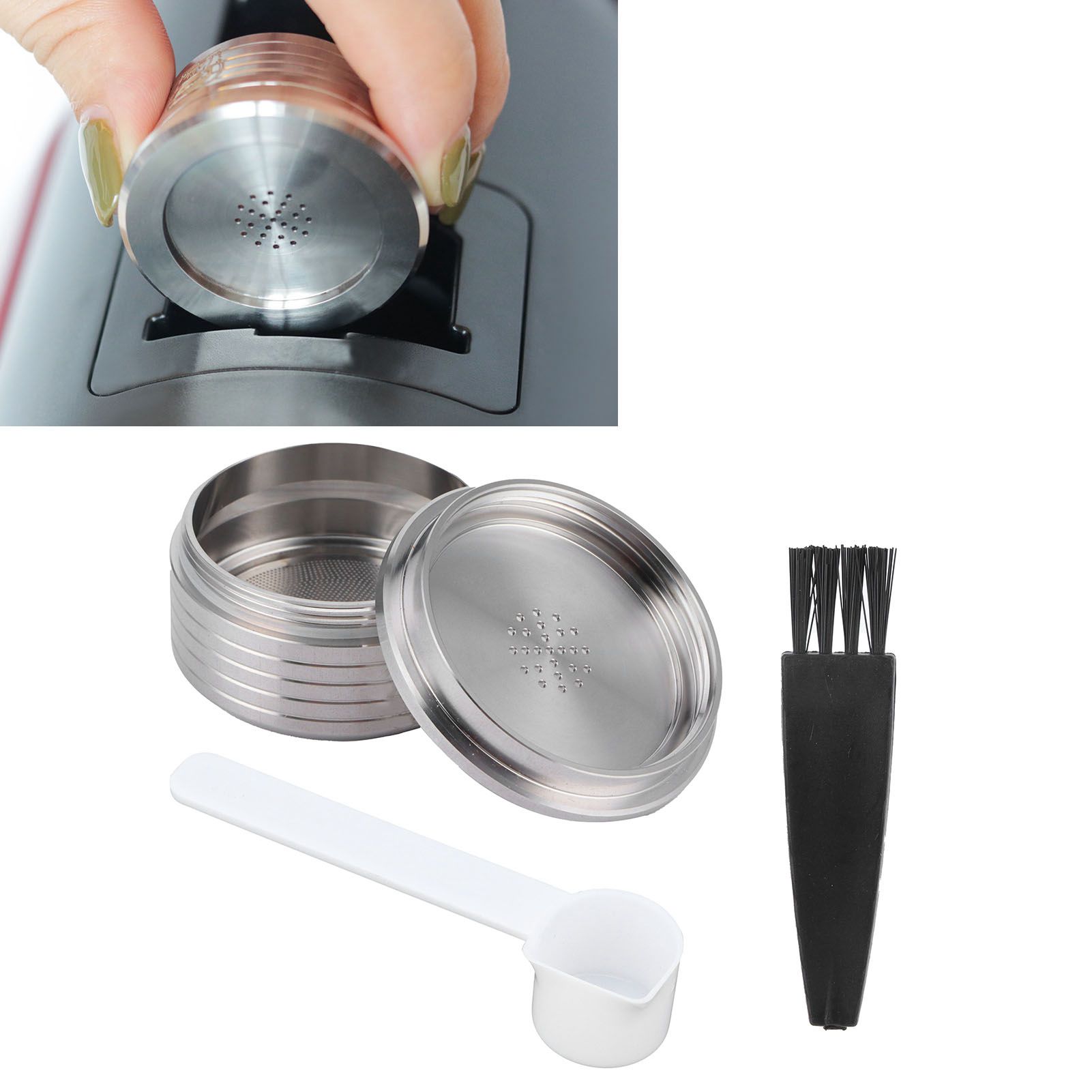 Reusable Coffee Capsule with Spoon Brush Fit for DELTA Q NDIQ7323 Coffee Maker view 11