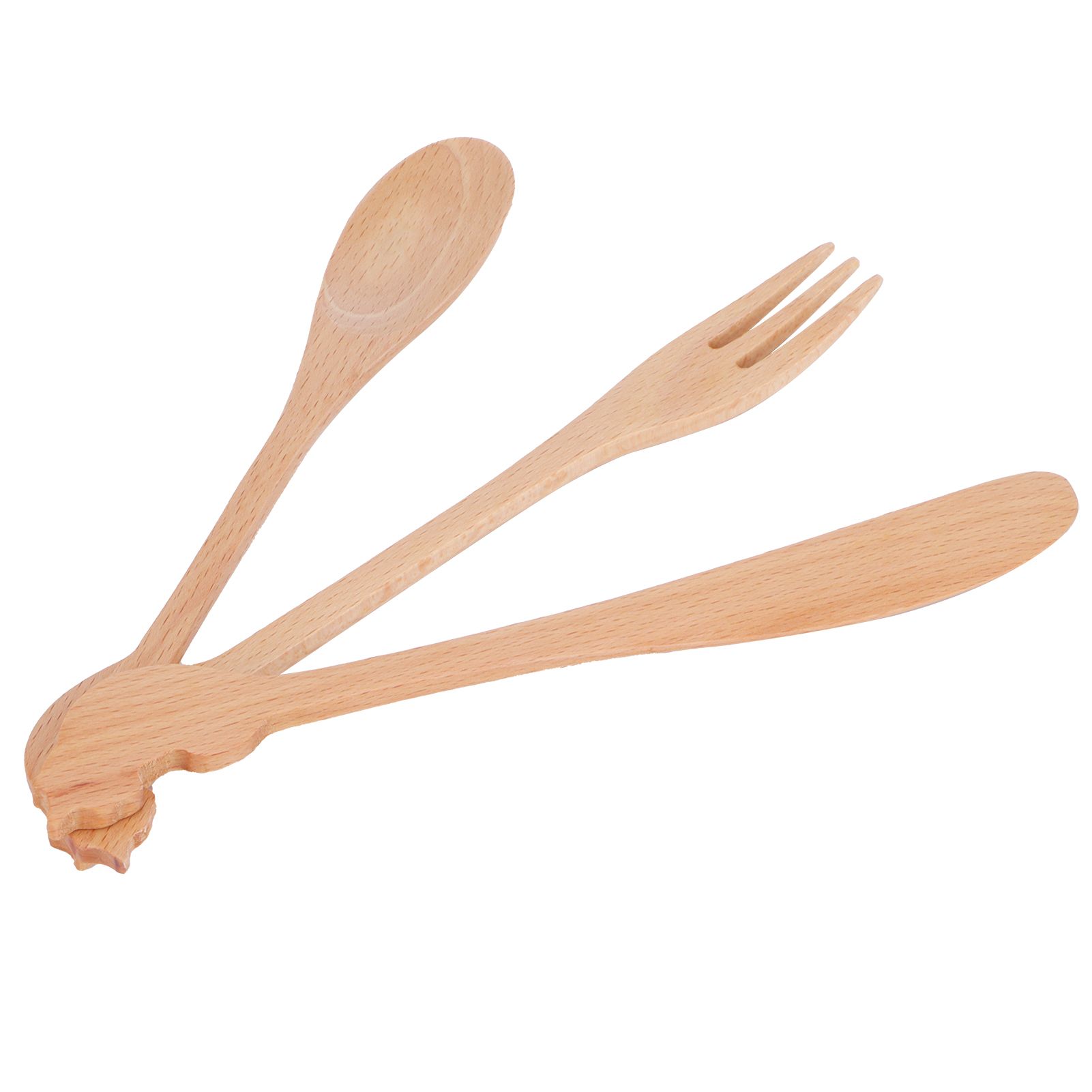 Japanese Style Cutlery Set Long Handle Wooden Spoon Fork Knife Kitchen Cooking view 5