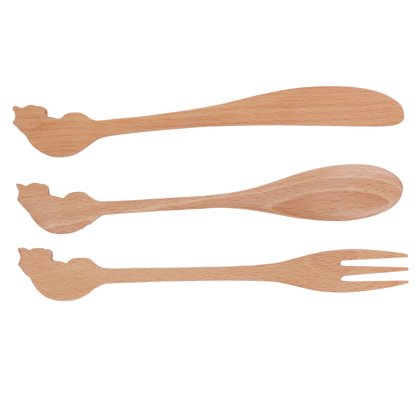 Japanese Style Cutlery Set Long Handle Wooden Spoon Fork Knife Kitchen Cooking view 7