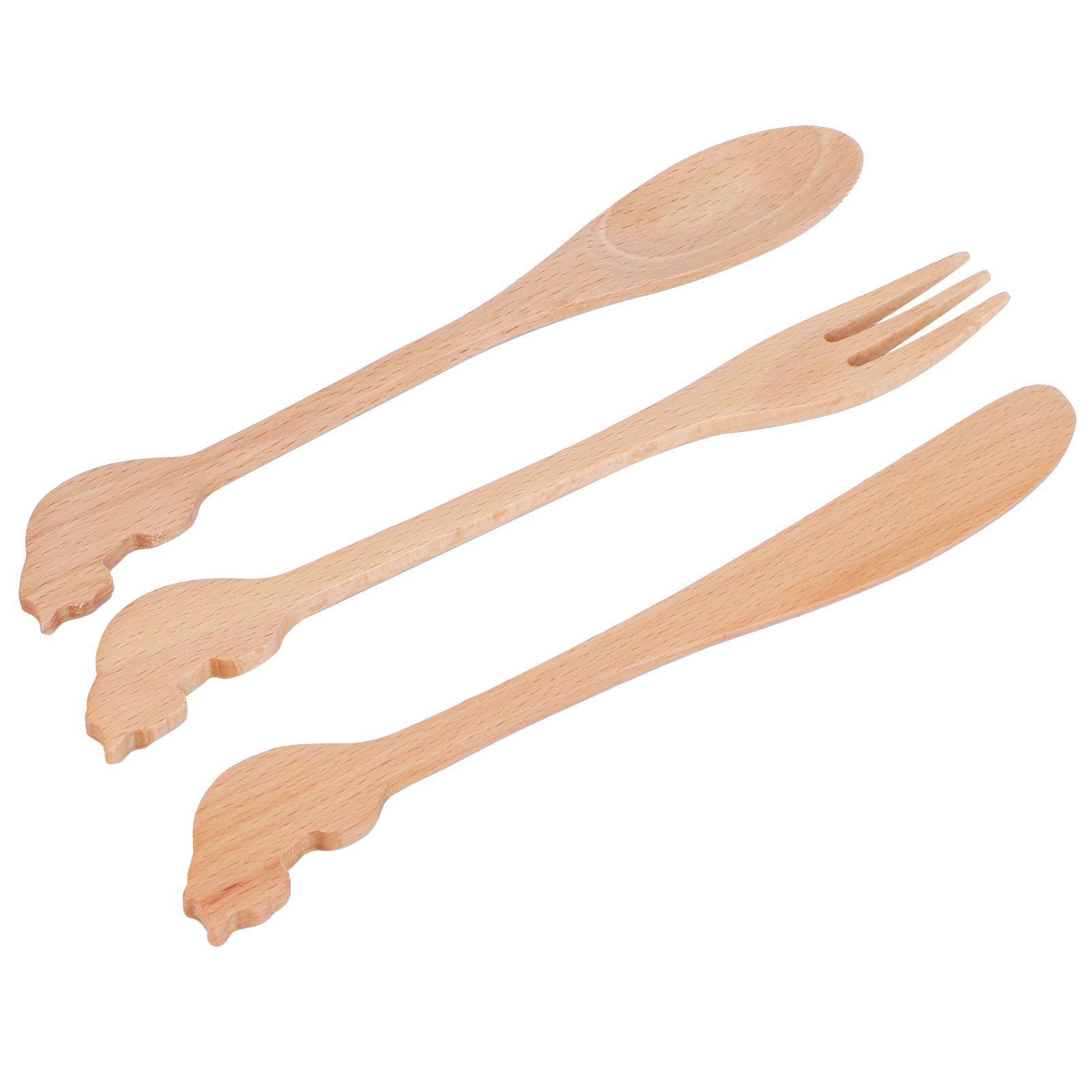 Japanese Style Cutlery Set Long Handle Wooden Spoon Fork Knife Kitchen Cooking view 9