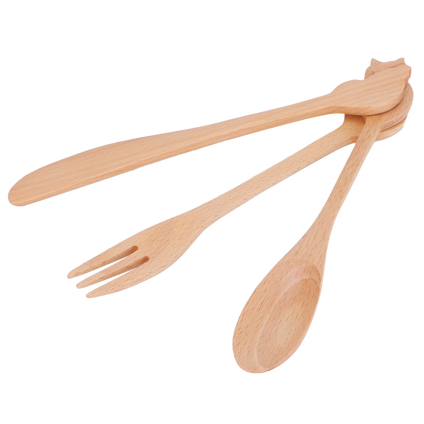 Japanese Style Cutlery Set Long Handle Wooden Spoon Fork Knife Kitchen Cooking view 10