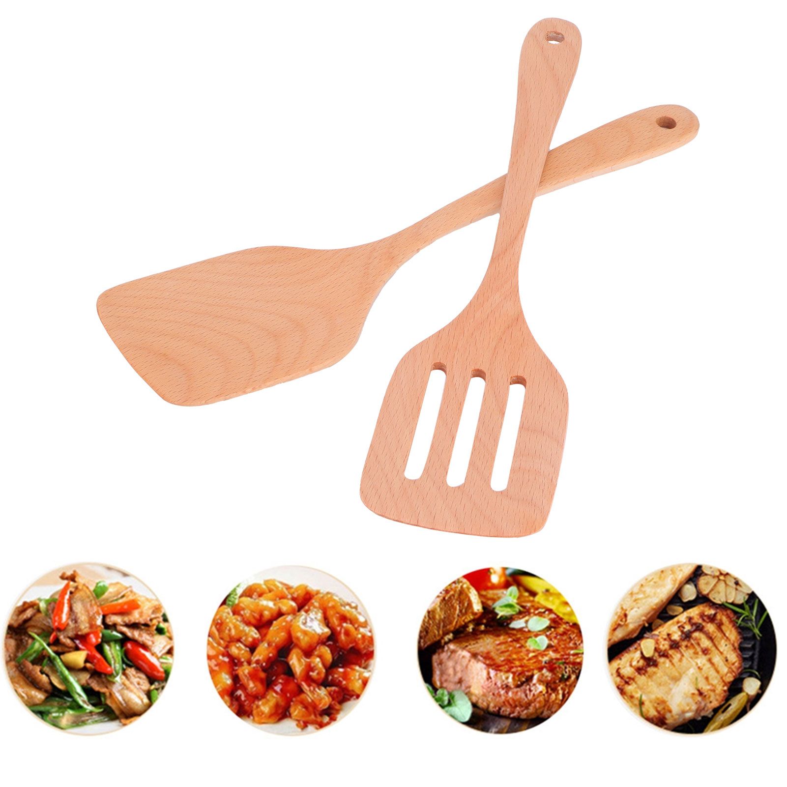 2Pcs Wooden Spatula Set Environmentally NoStick High Temperature Resistant view 11