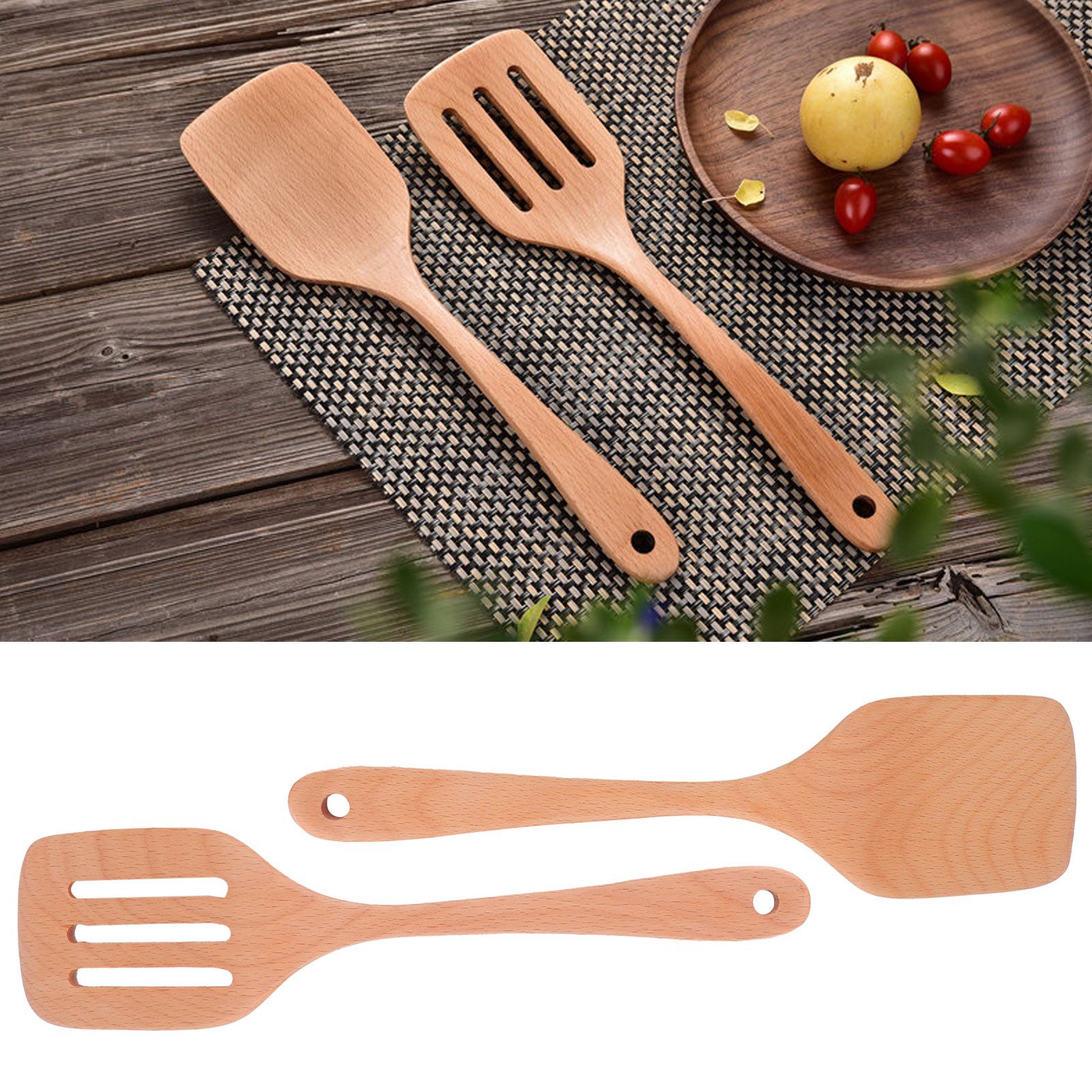 2Pcs Wooden Spatula Set Environmentally NoStick High Temperature Resistant view 12