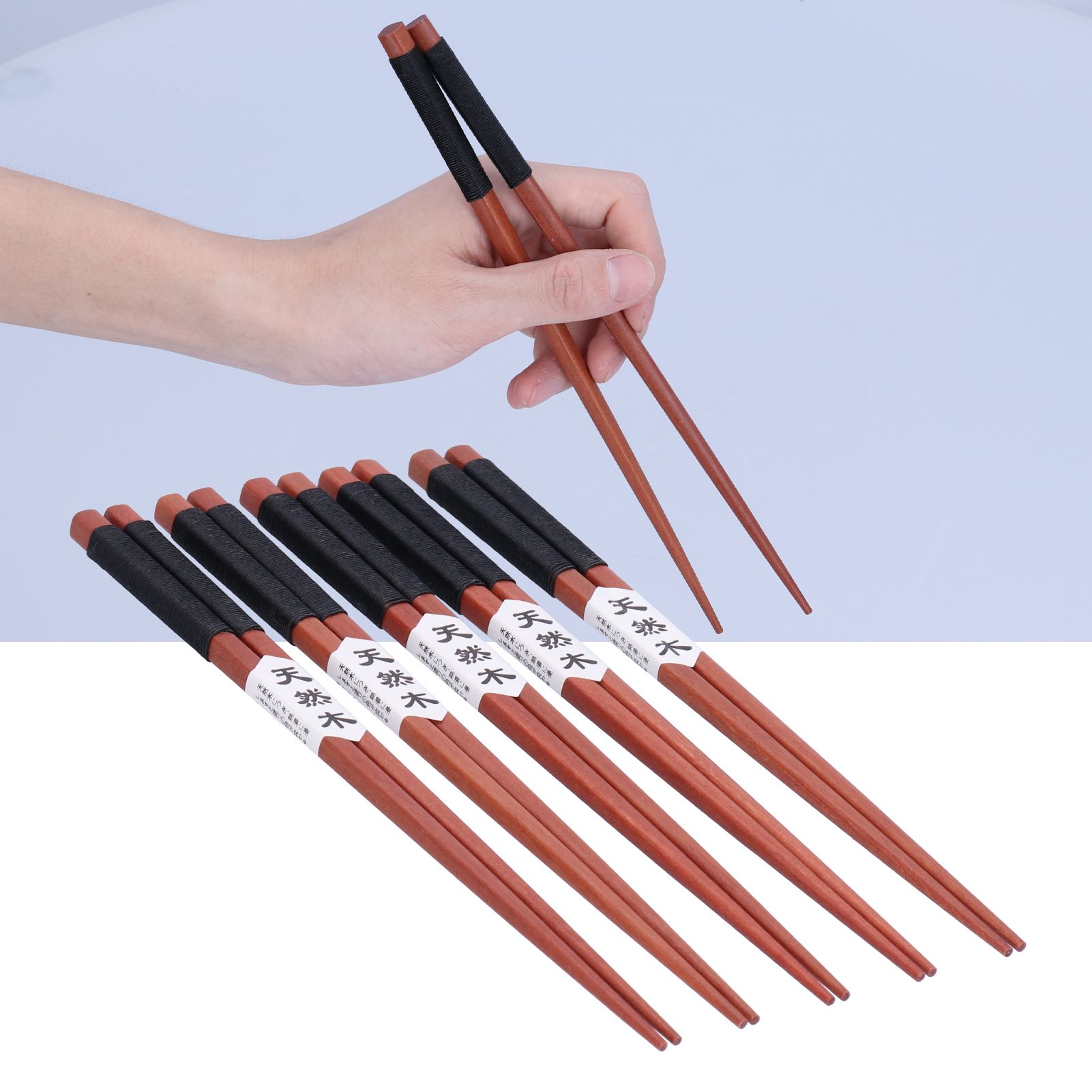 5Pairs Wooden Chopsticks Tangled Line NonSlip Sushi Chopsticks for Hotel view 11