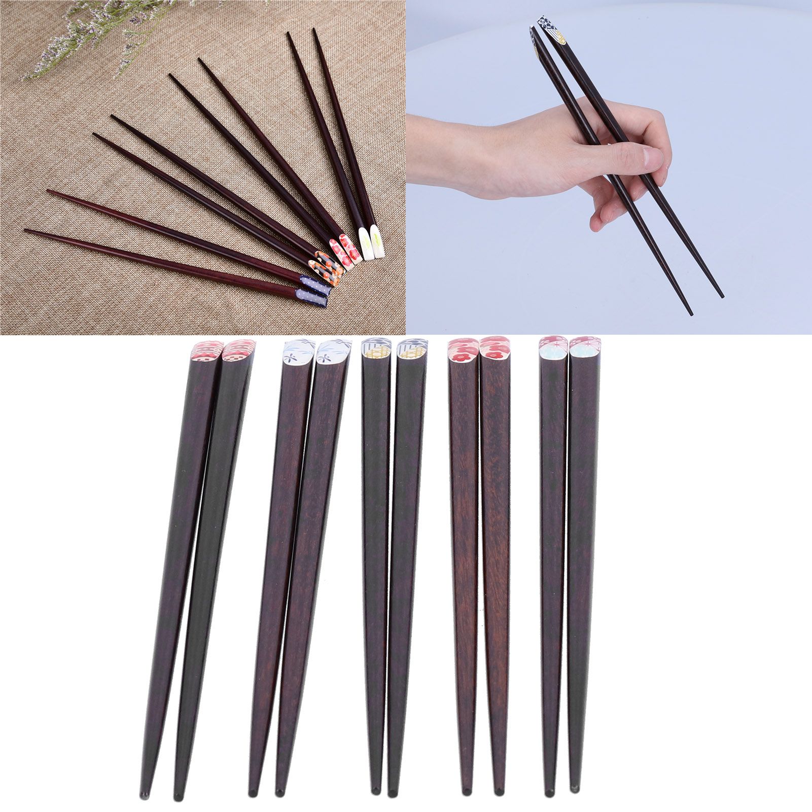 5 Pair Wood Chopsticks Set Innovative Japanese Style Reusable Chopstick view 12