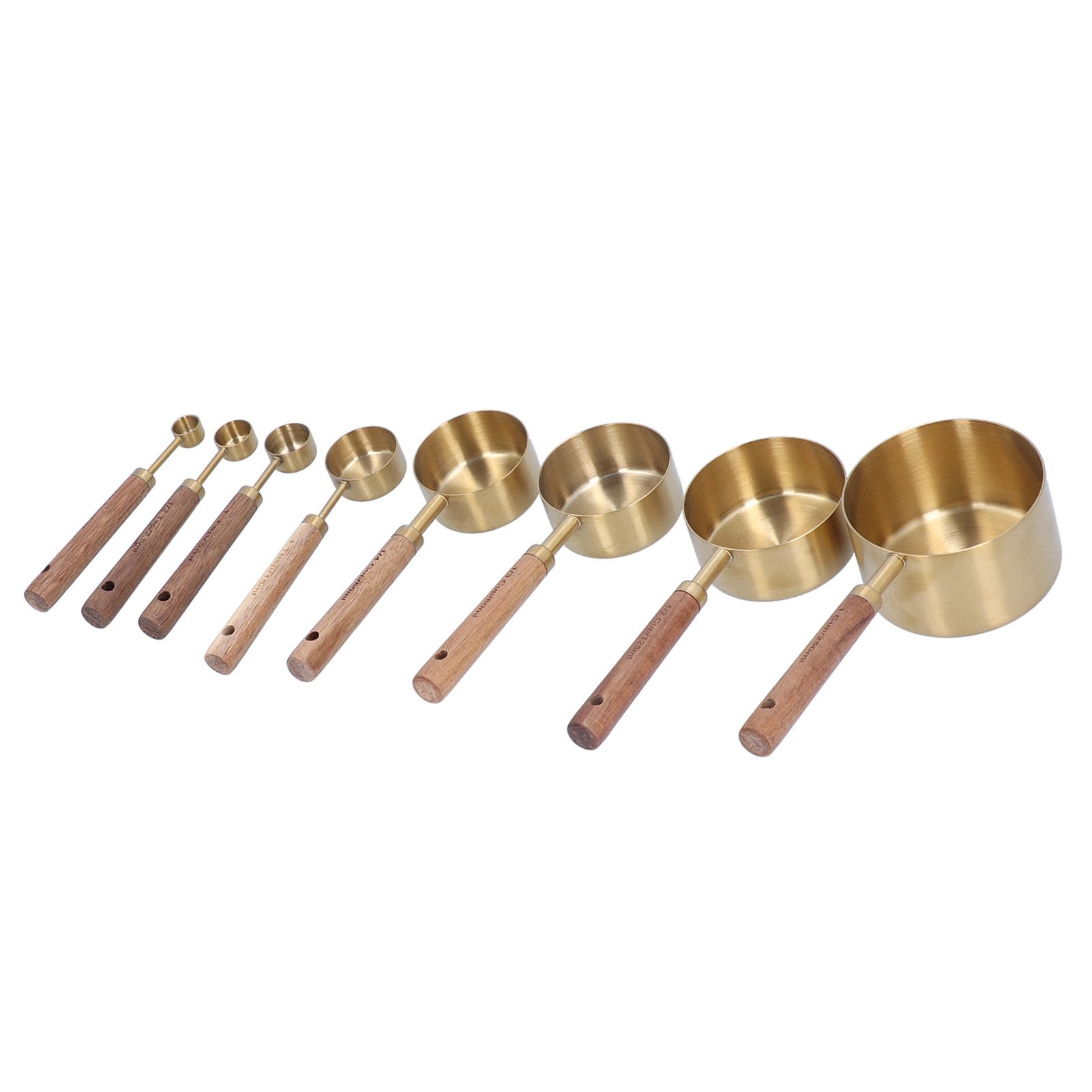 8Pcs Stainless Steel Measuring Cup with Wooden Handle Bartending Scale view 6
