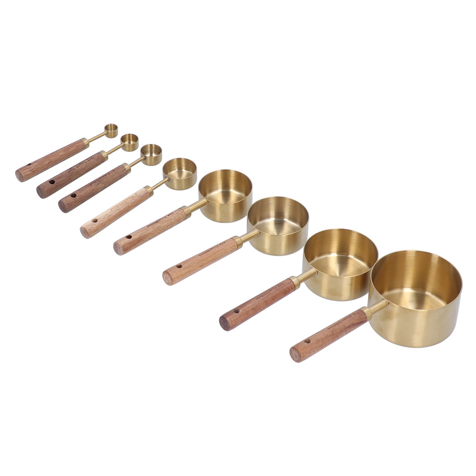 8Pcs Stainless Steel Measuring Cup with Wooden Handle Bartending Scale view 7