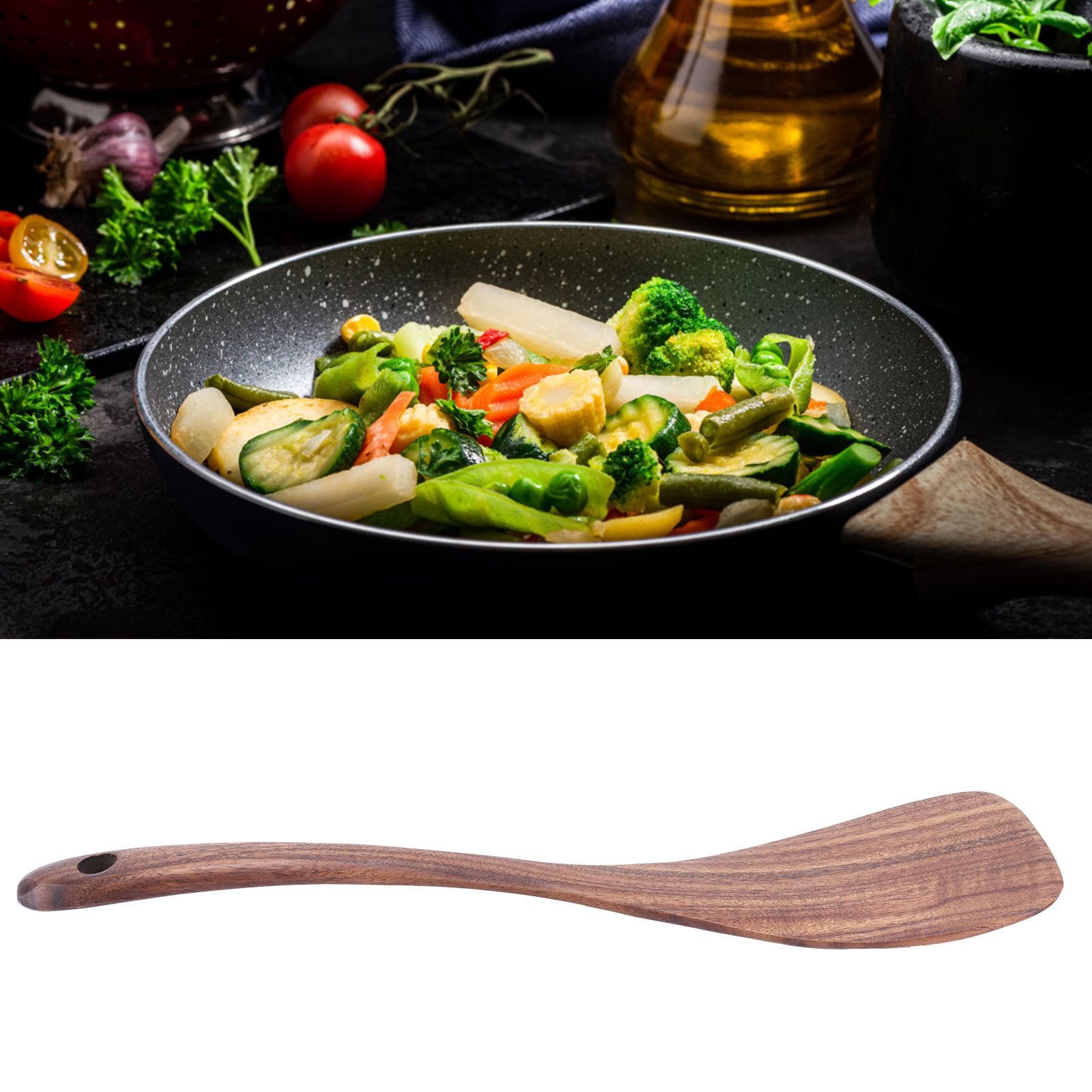 Wooden Spatula Turner NonStick Pan Shovel Long Handle Kitchen Utensils Accessories view 11