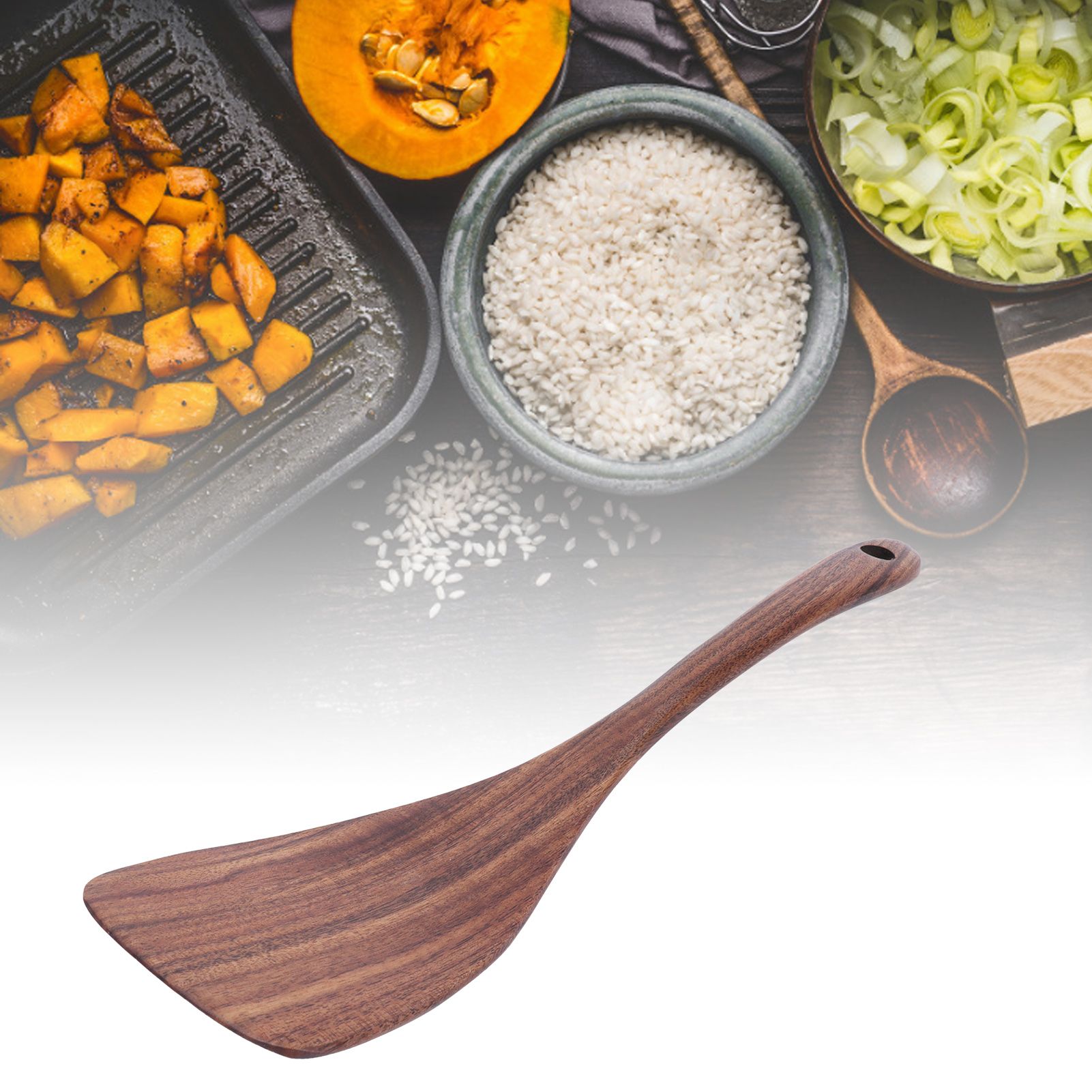Wooden Spatula Turner NonStick Pan Shovel Long Handle Kitchen Utensils Accessories view 12