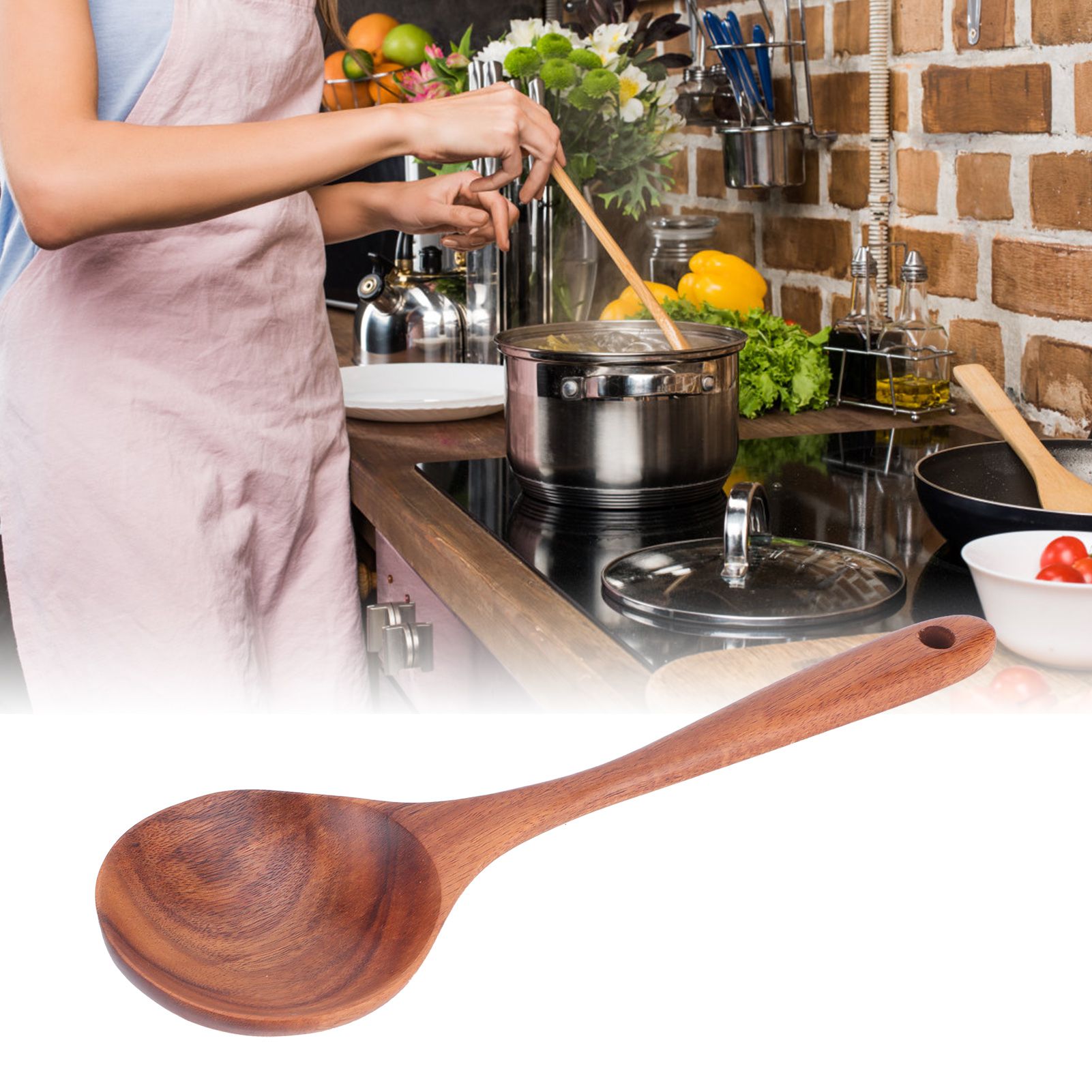 Teak Mixing Spoon Wooden NoStick Cooking Spoon Butter Stirring Spoon for Home view 11