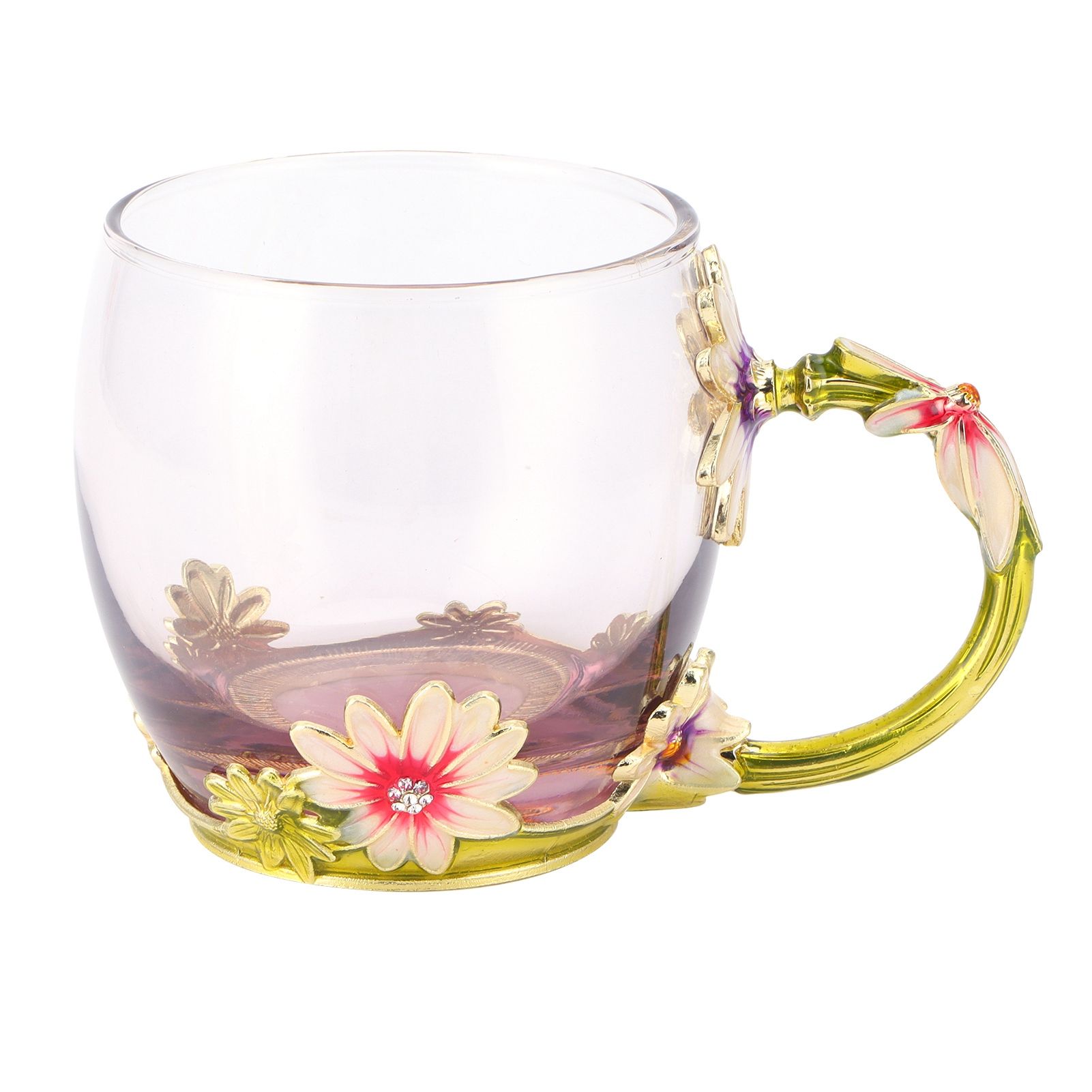 Glass Cup Innovative Flower Tea Cup with Spoon Drink Mug Birthday Christmas view 6