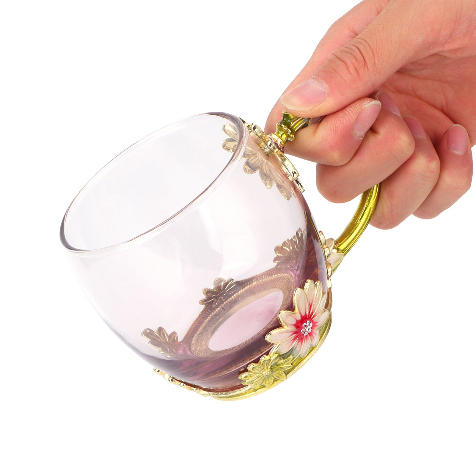 Glass Cup Innovative Flower Tea Cup with Spoon Drink Mug Birthday Christmas view 9
