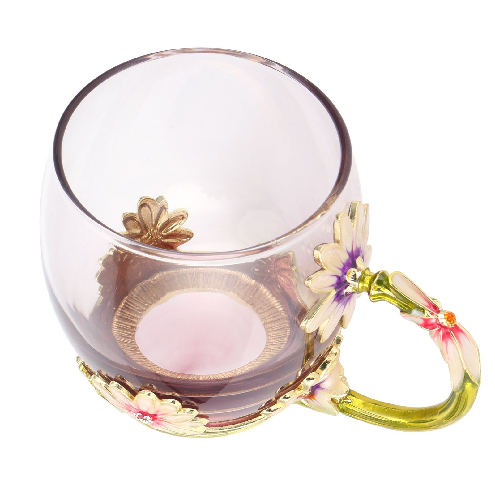 Glass Cup Innovative Flower Tea Cup with Spoon Drink Mug Birthday Christmas view 10