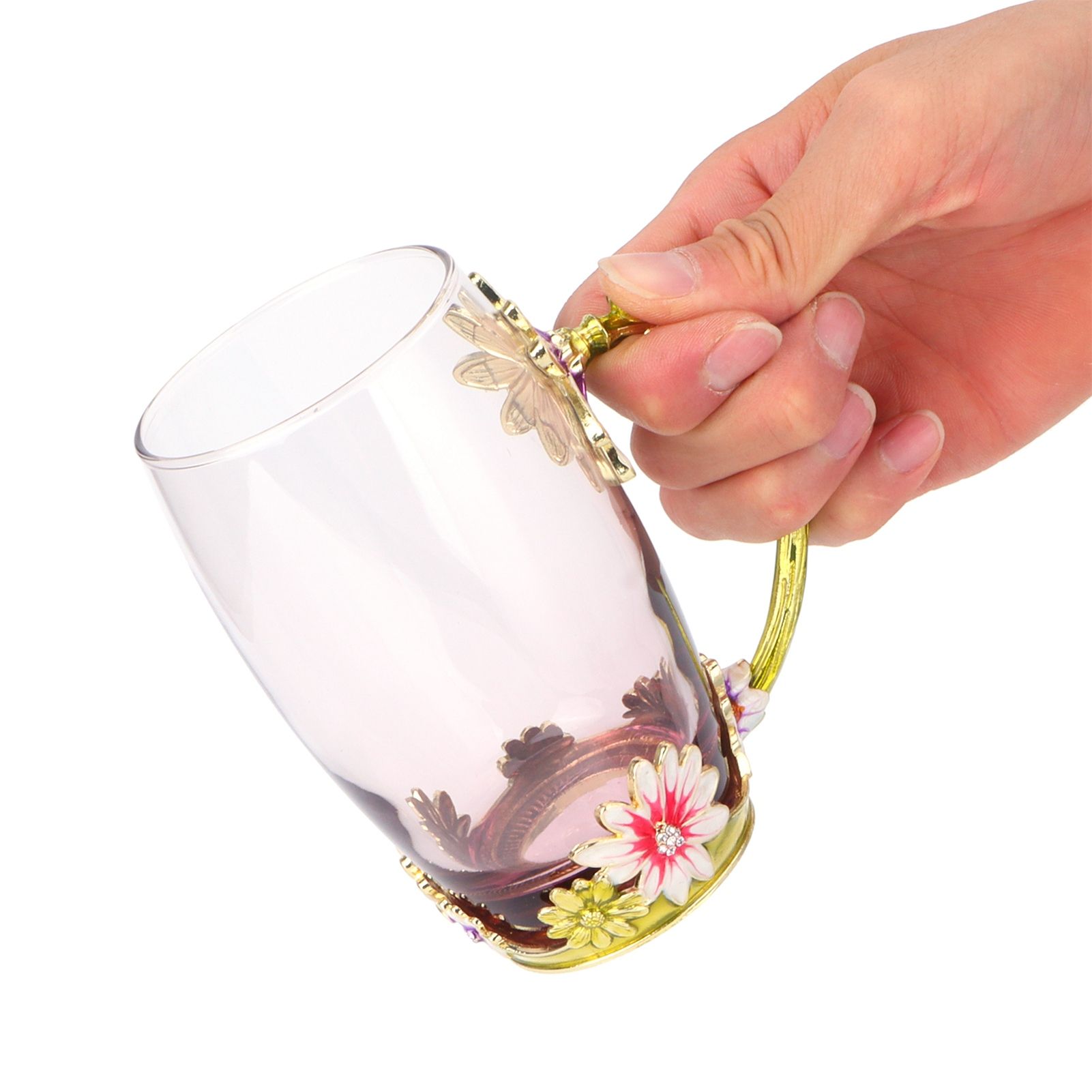 Glass Cup Innovative Flower Tea Cup with Spoon Drink Mug Birthday Christmas view 10