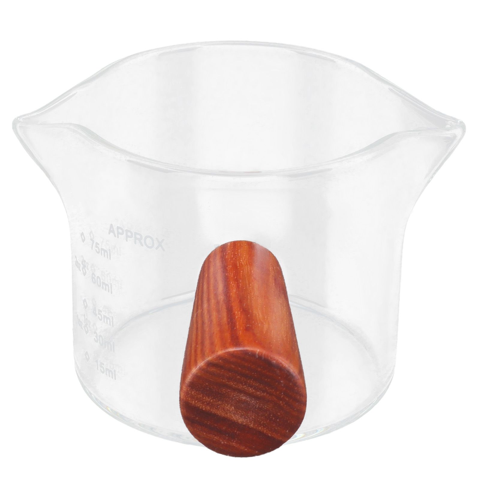 Double Spout Milk Cup with Wooden Handle Glass Coffee Measuring Mug for Home view 3