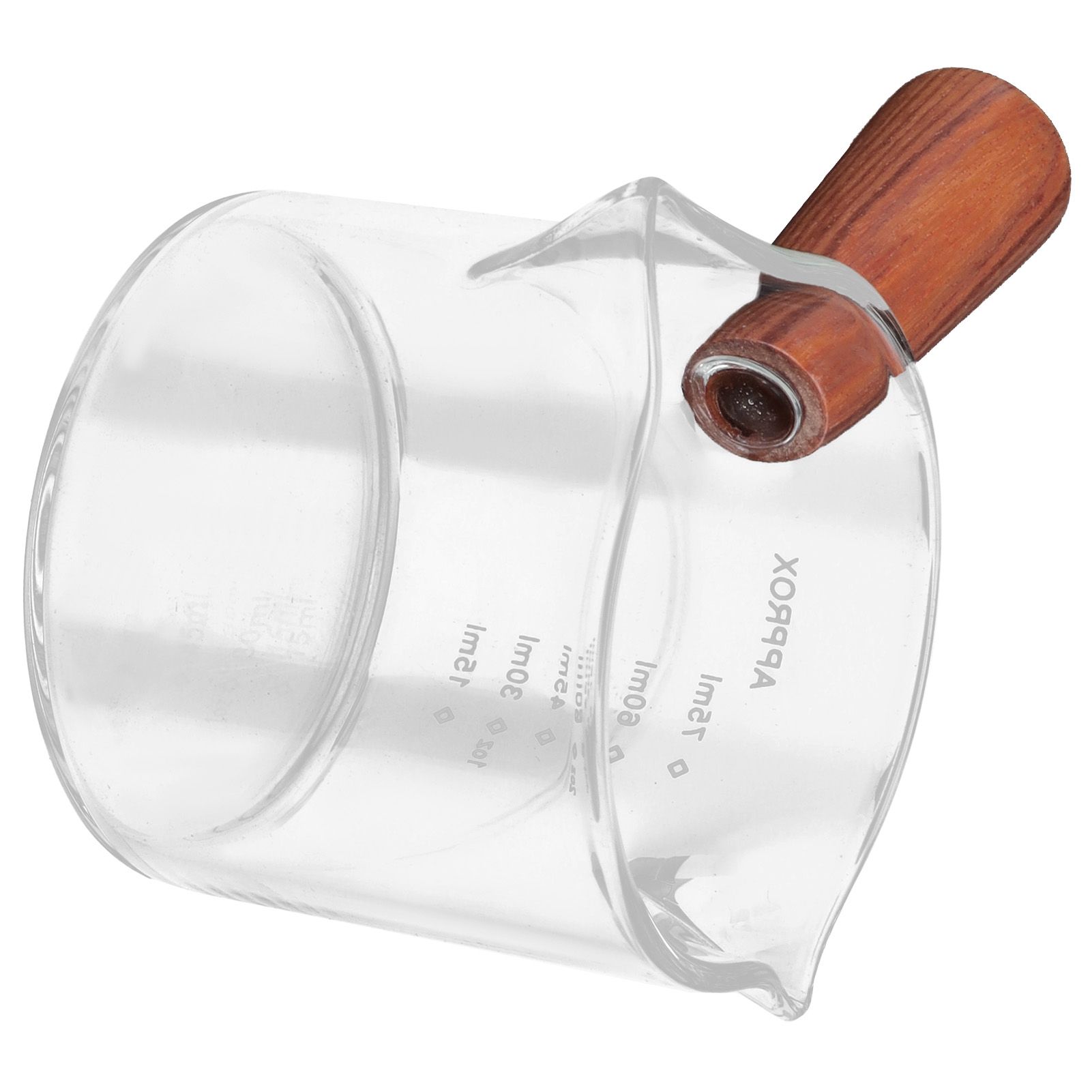 Double Spout Milk Cup with Wooden Handle Glass Coffee Measuring Mug for Home view 10