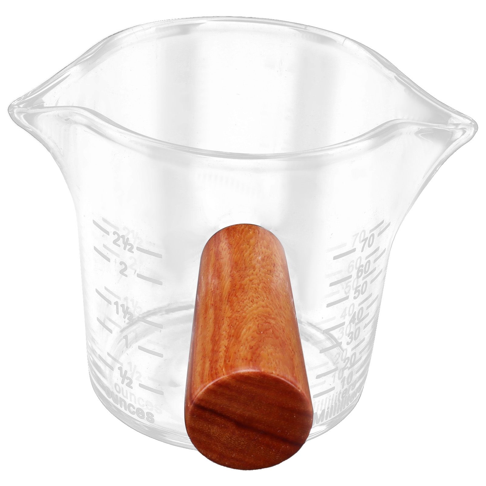 Double Spout Milk Cup with Wooden Handle Glass Coffee Measuring Mug for Home view 6