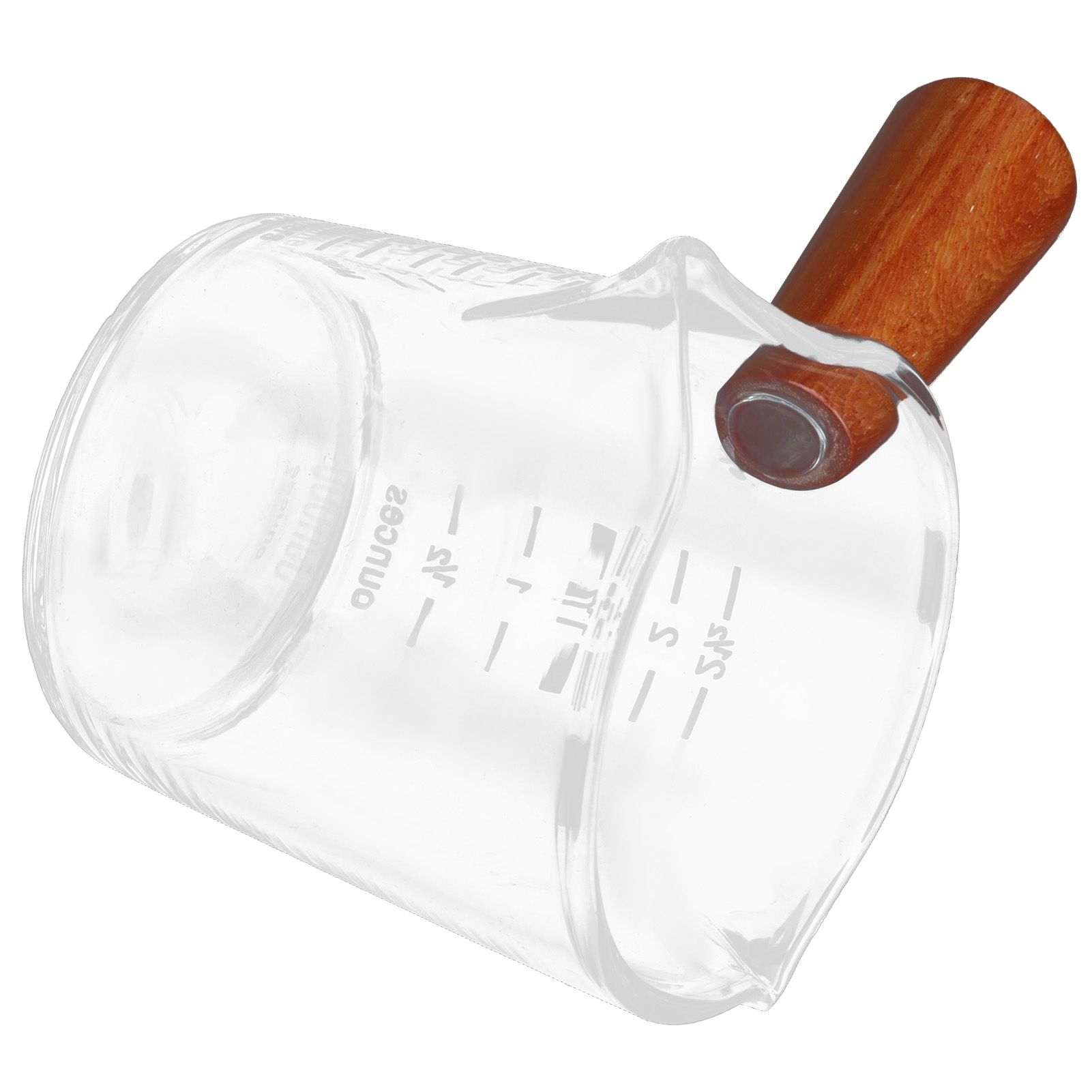 Double Spout Milk Cup with Wooden Handle Glass Coffee Measuring Mug for Home view 7