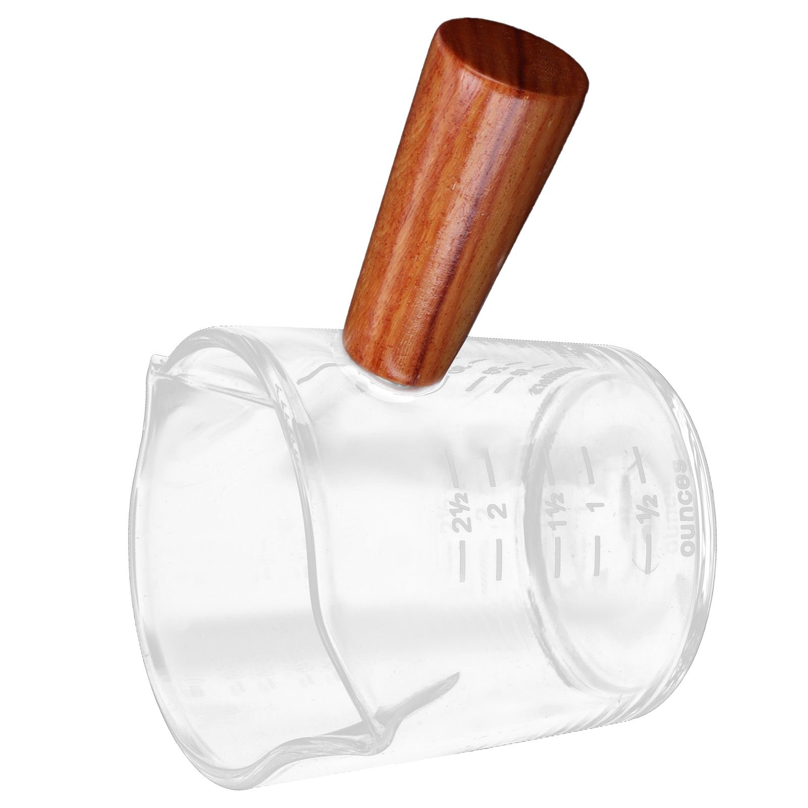 Double Spout Milk Cup with Wooden Handle Glass Coffee Measuring Mug for Home view 8