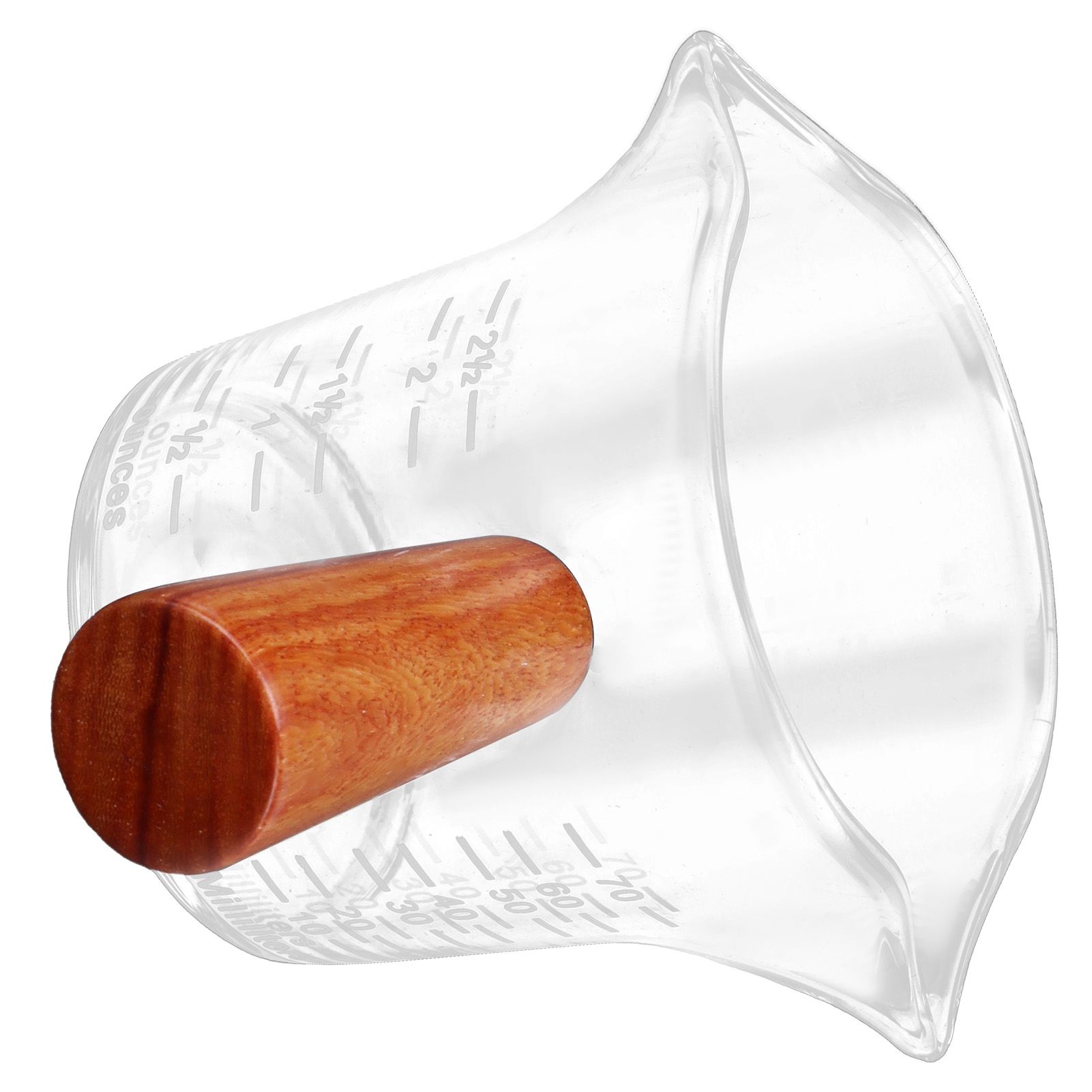Double Spout Milk Cup with Wooden Handle Glass Coffee Measuring Mug for Home view 9