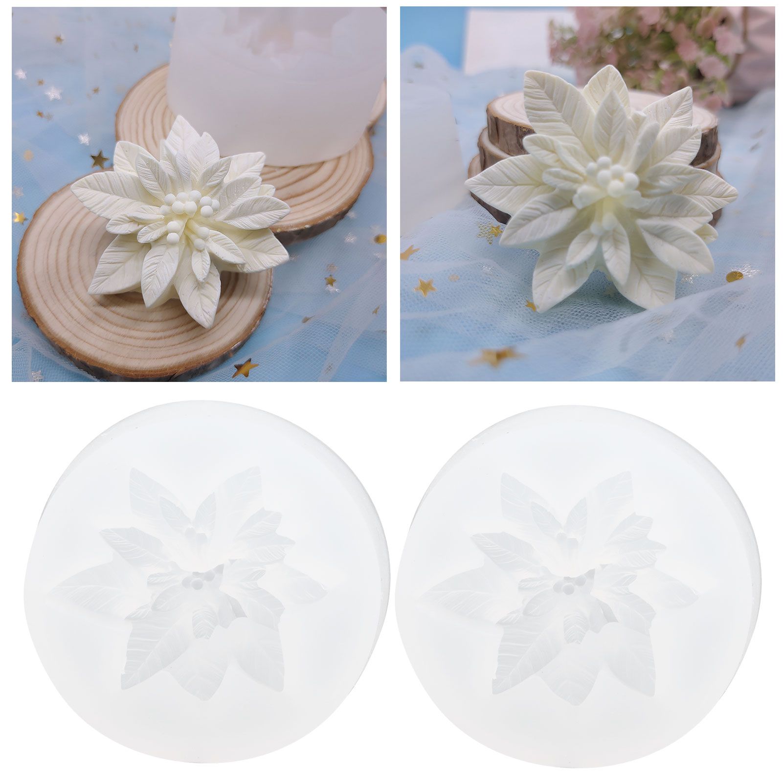 2PCS Flower Silicone Mold DIY Aromatherapy Candle Plaster Chocolate Cake Soap Mold view 11
