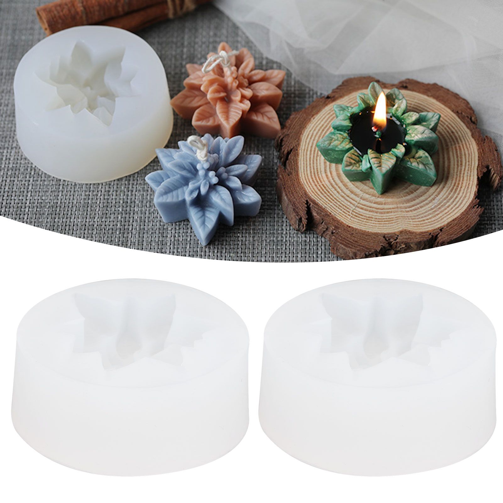 2PCS Flower Silicone Mold DIY Aromatherapy Candle Plaster Chocolate Cake Soap Mold view 12