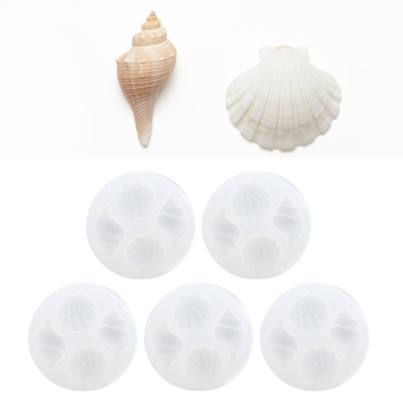 5PCS Silicone Mold Shell Conch Mirror Epoxy DIY Crafts Decoration Mold for view 11