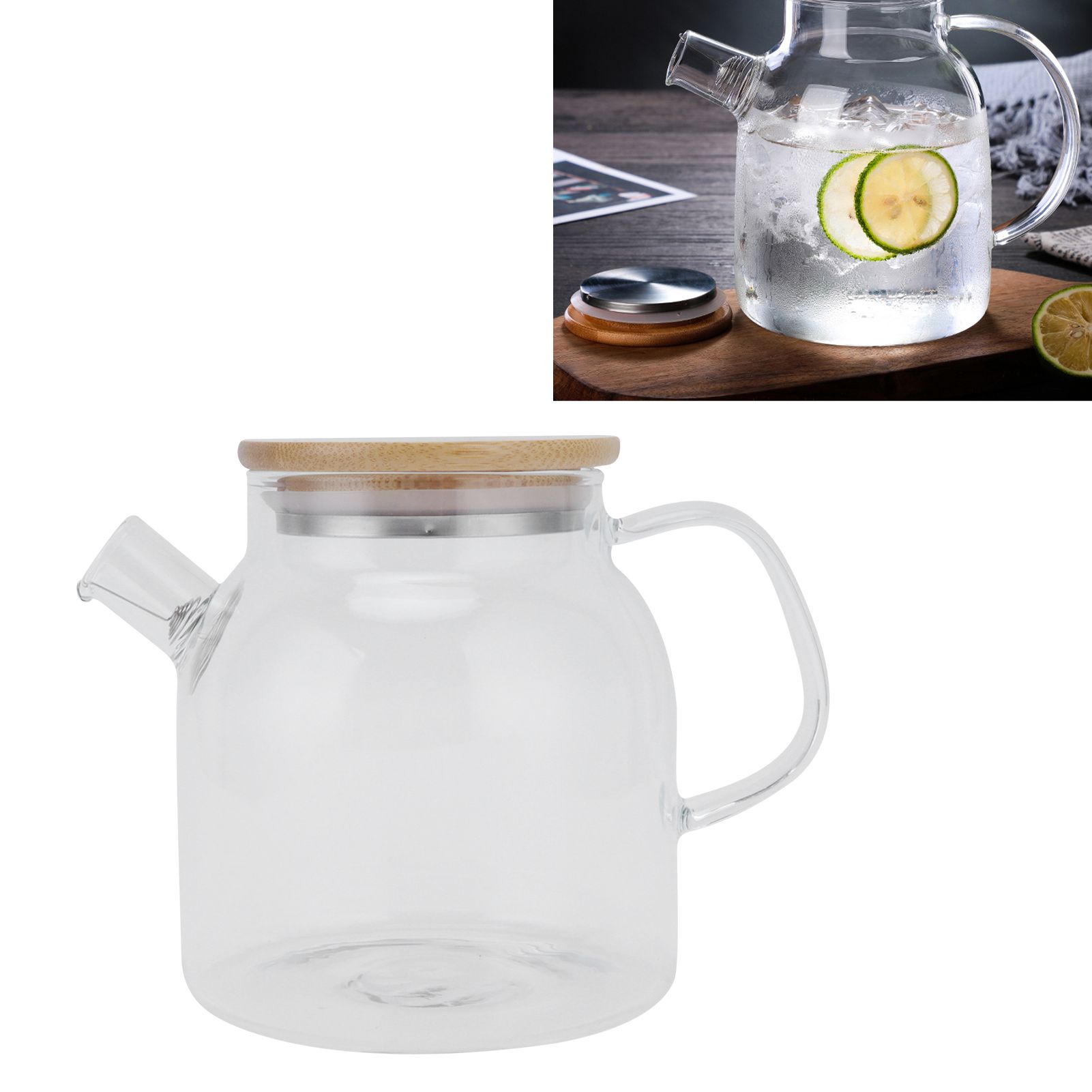 Transparent Glass Tea Pot 600ml Large Capacity Heat Resistant Water Kettle for view 11