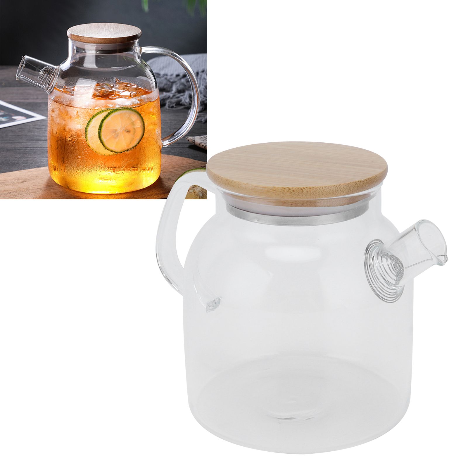 Transparent Glass Tea Pot 600ml Large Capacity Heat Resistant Water Kettle for view 12