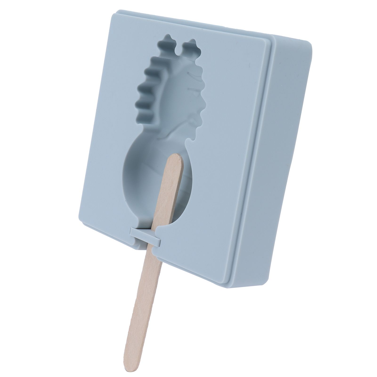 Grey Silicone Mold Cartoon Cute Homemade Ice Cream Mould with Lid and Wooden view 4