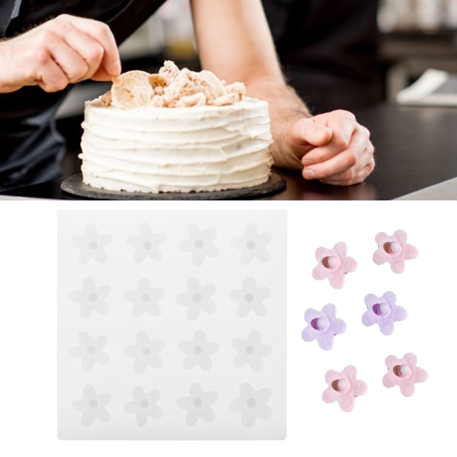 Lovely Small Flower Mold 5-Petal Flower Chocolate Mould Cake Decoration for Bakery view 12