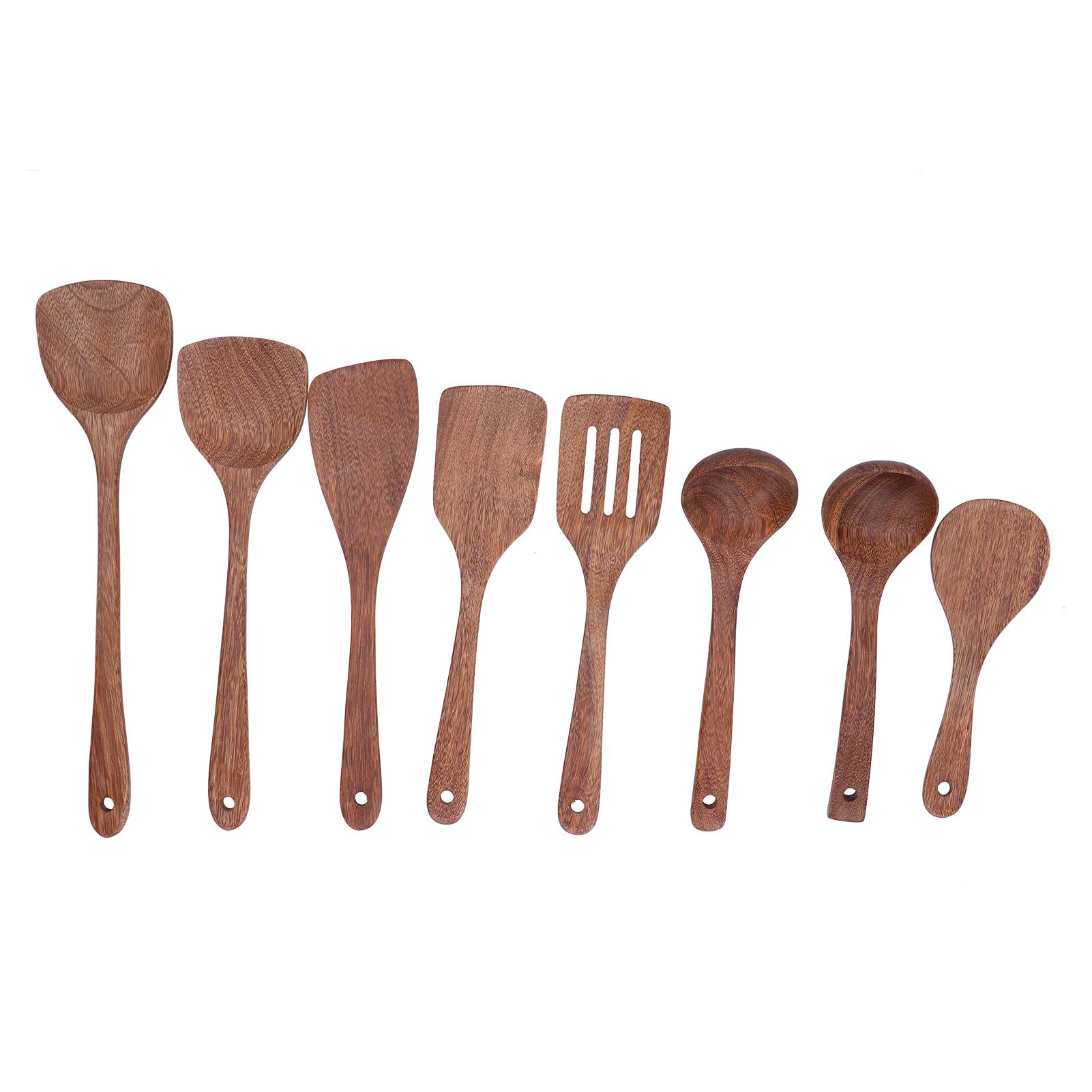 8Pcs Kitchen Tools Set Wooden Spatula Shovel Spoons Mixing Stirring Serving view 2