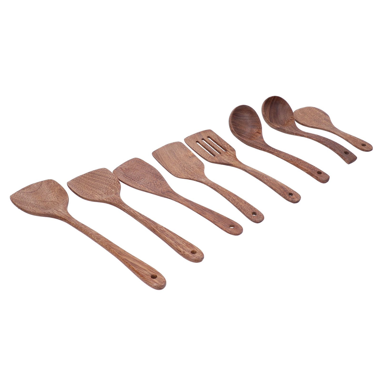 8Pcs Kitchen Tools Set Wooden Spatula Shovel Spoons Mixing Stirring Serving view 3