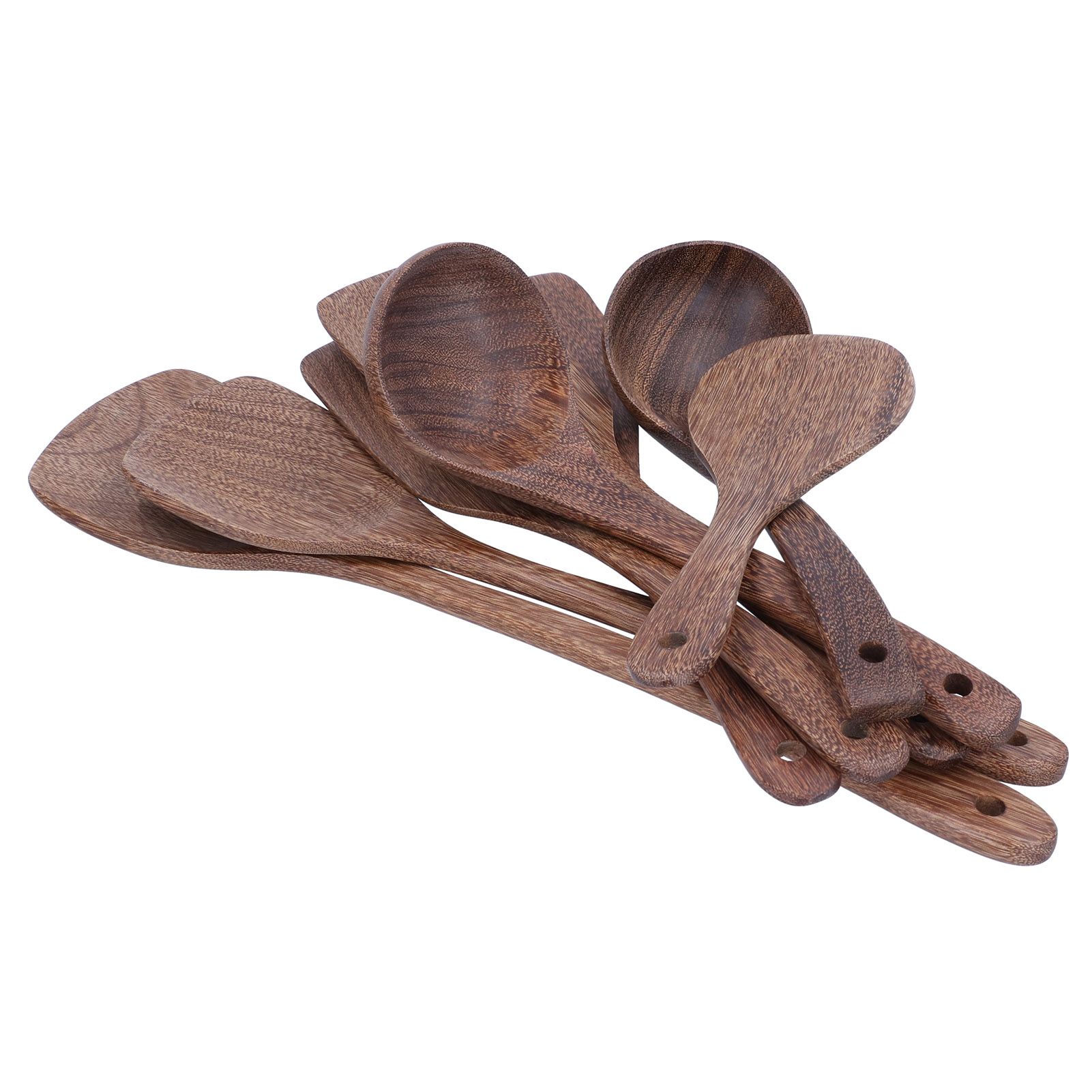 8Pcs Kitchen Tools Set Wooden Spatula Shovel Spoons Mixing Stirring Serving view 4