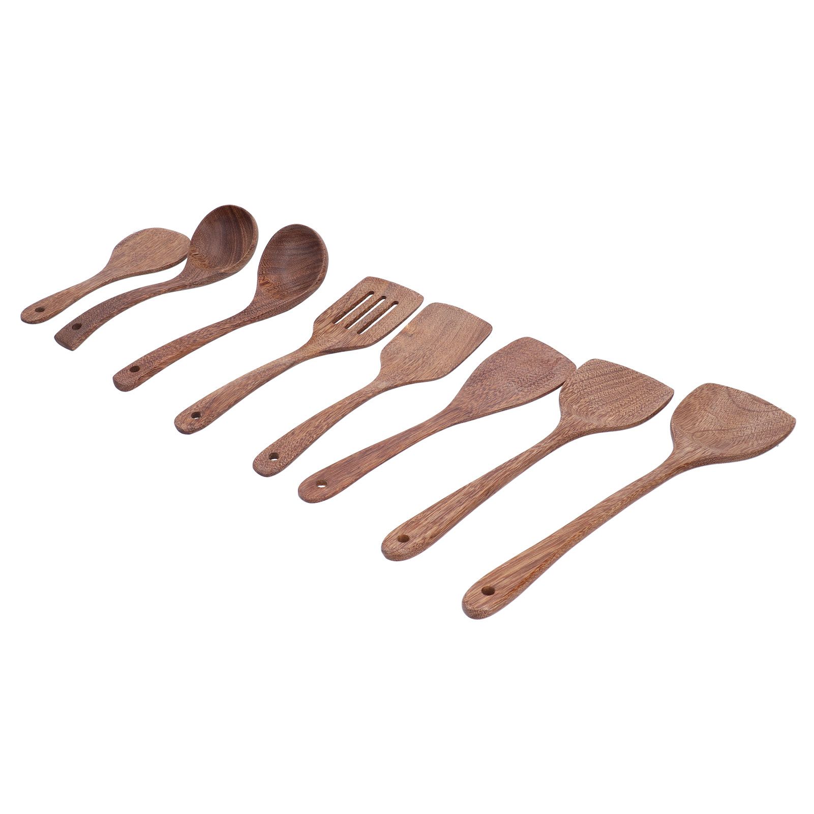 8Pcs Kitchen Tools Set Wooden Spatula Shovel Spoons Mixing Stirring Serving view 7