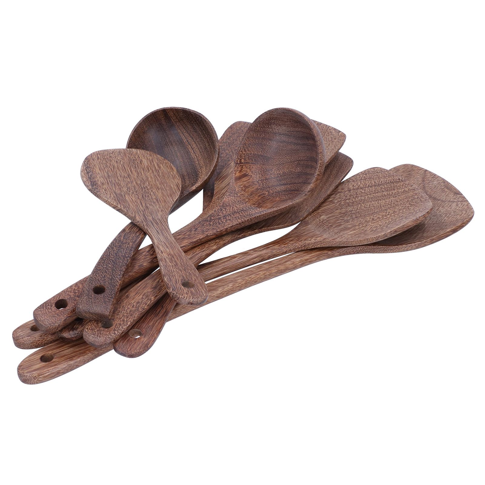 8Pcs Kitchen Tools Set Wooden Spatula Shovel Spoons Mixing Stirring Serving view 8