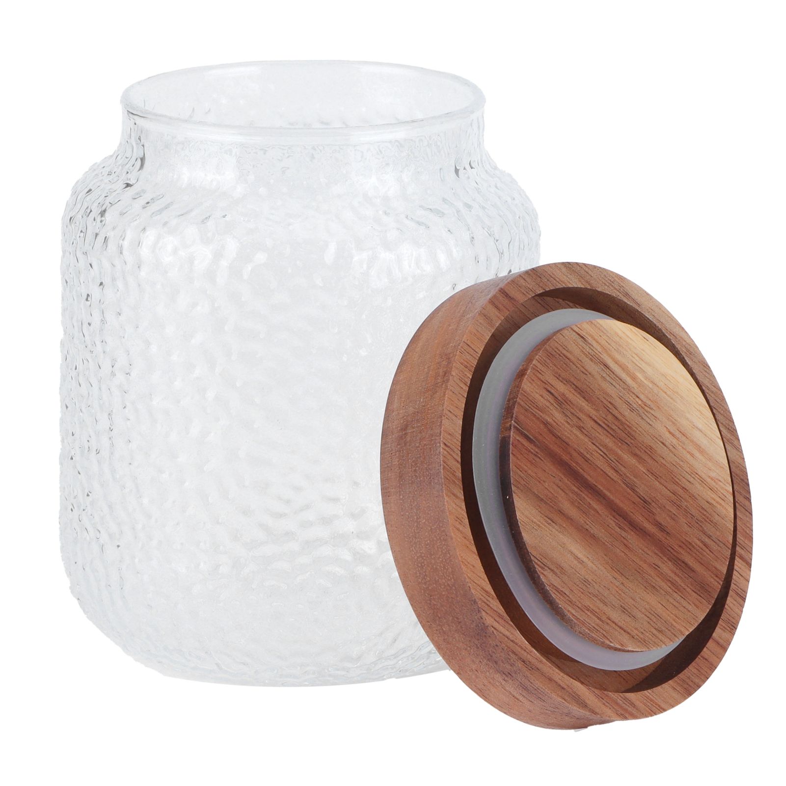 Glass Jar Set Wide Storage Canister with Airtight Wood Lid for Coffee Bean view 7
