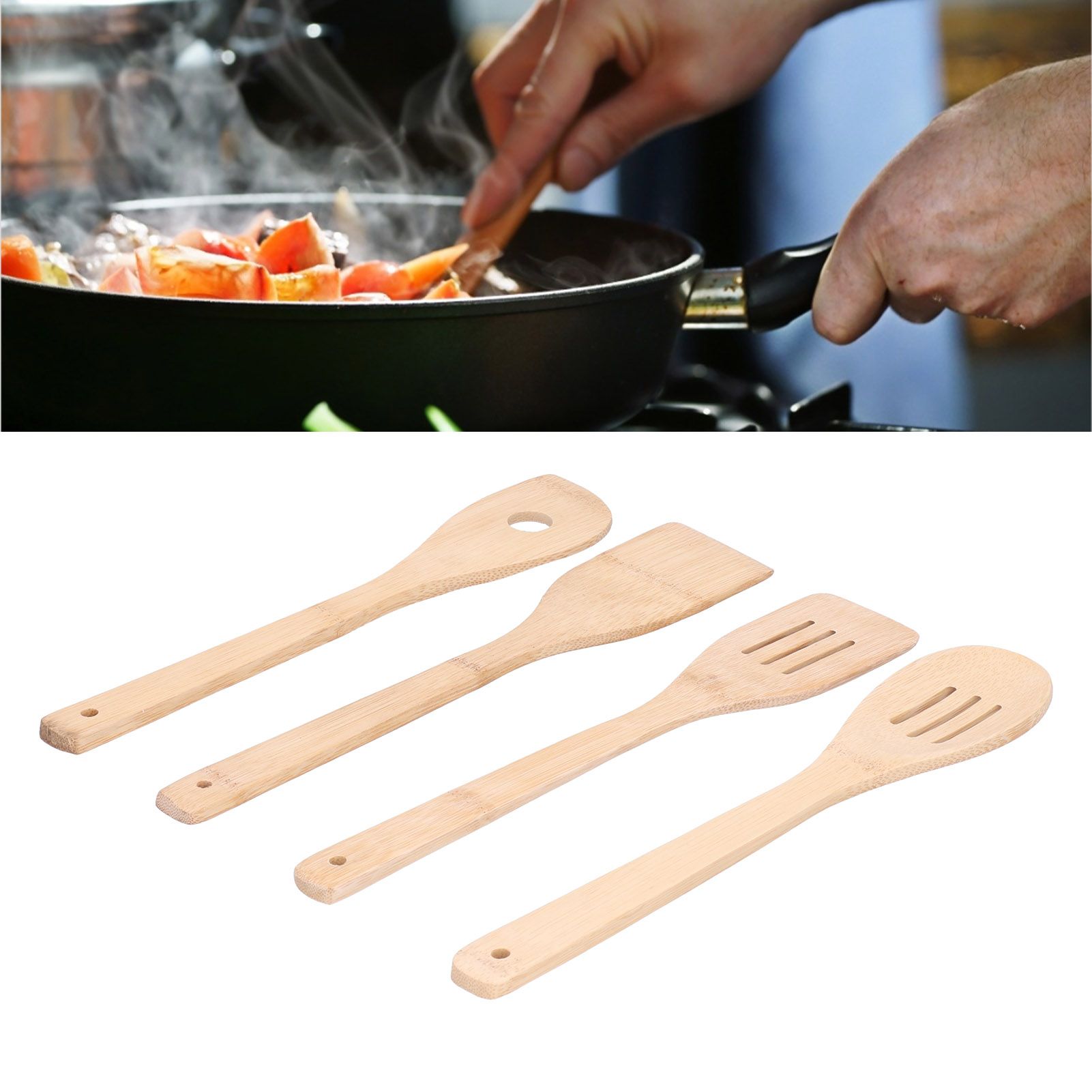 4Pcs/Set Cooking Spoon Square Spatula Circular Slotted Spatula Kitchen Utensil view 12