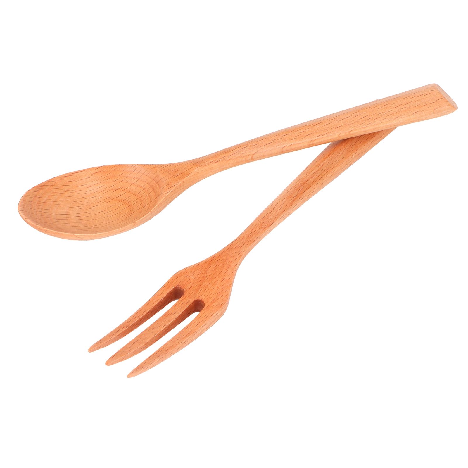 2Pcs/Set Heat Resistance Wood Fork and Spoon Durable Kitchen Utensil for Home