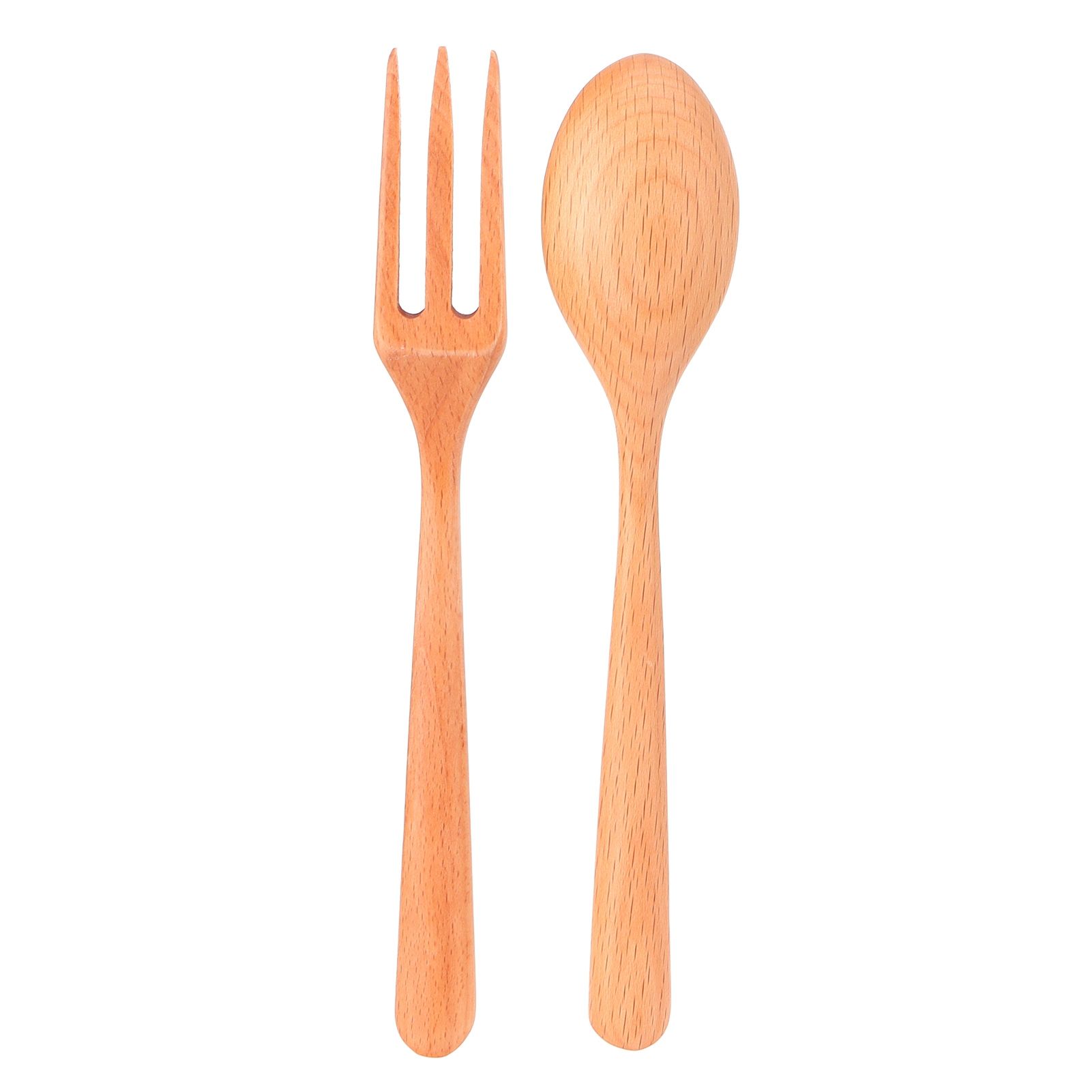 2Pcs/Set Heat Resistance Wood Fork and Spoon Durable Kitchen Utensil for Home view 2