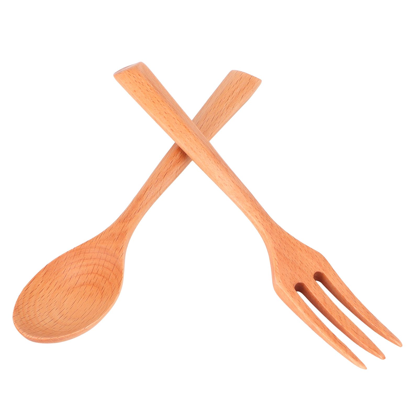 2Pcs/Set Heat Resistance Wood Fork and Spoon Durable Kitchen Utensil for Home view 3