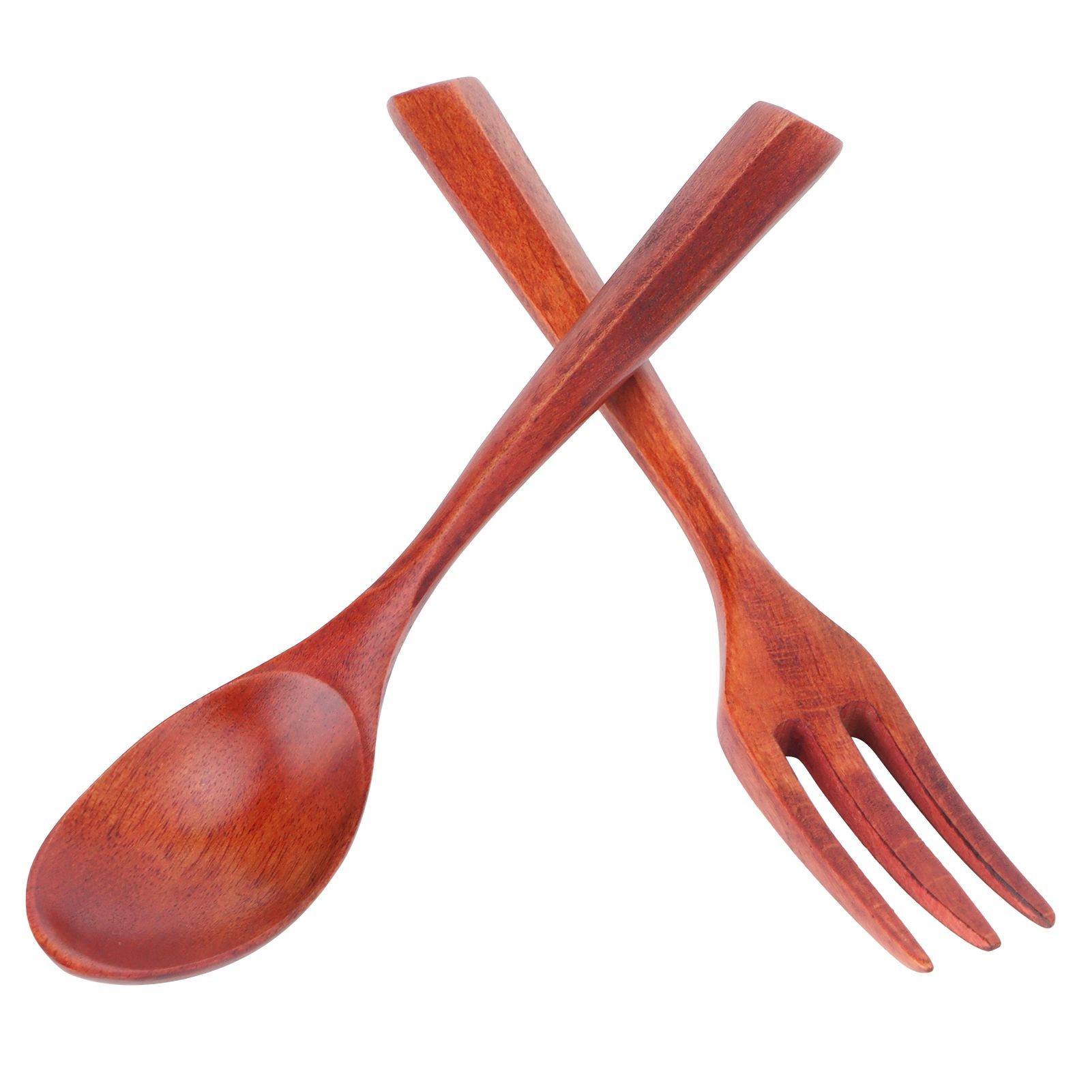 2Pcs/Set Heat Resistance Wood Fork and Spoon Durable Kitchen Utensil for Home view 5