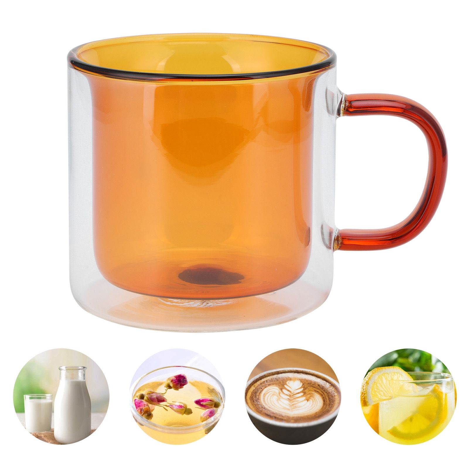 250ml DoubleLayer Mug HeatResistant Cylindrical Transparent Cup for Milk view 12