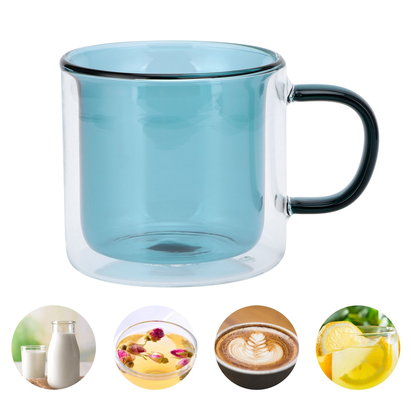 250ml DoubleLayer Mug HeatResistant Cylindrical Transparent Cup for Milk view 12