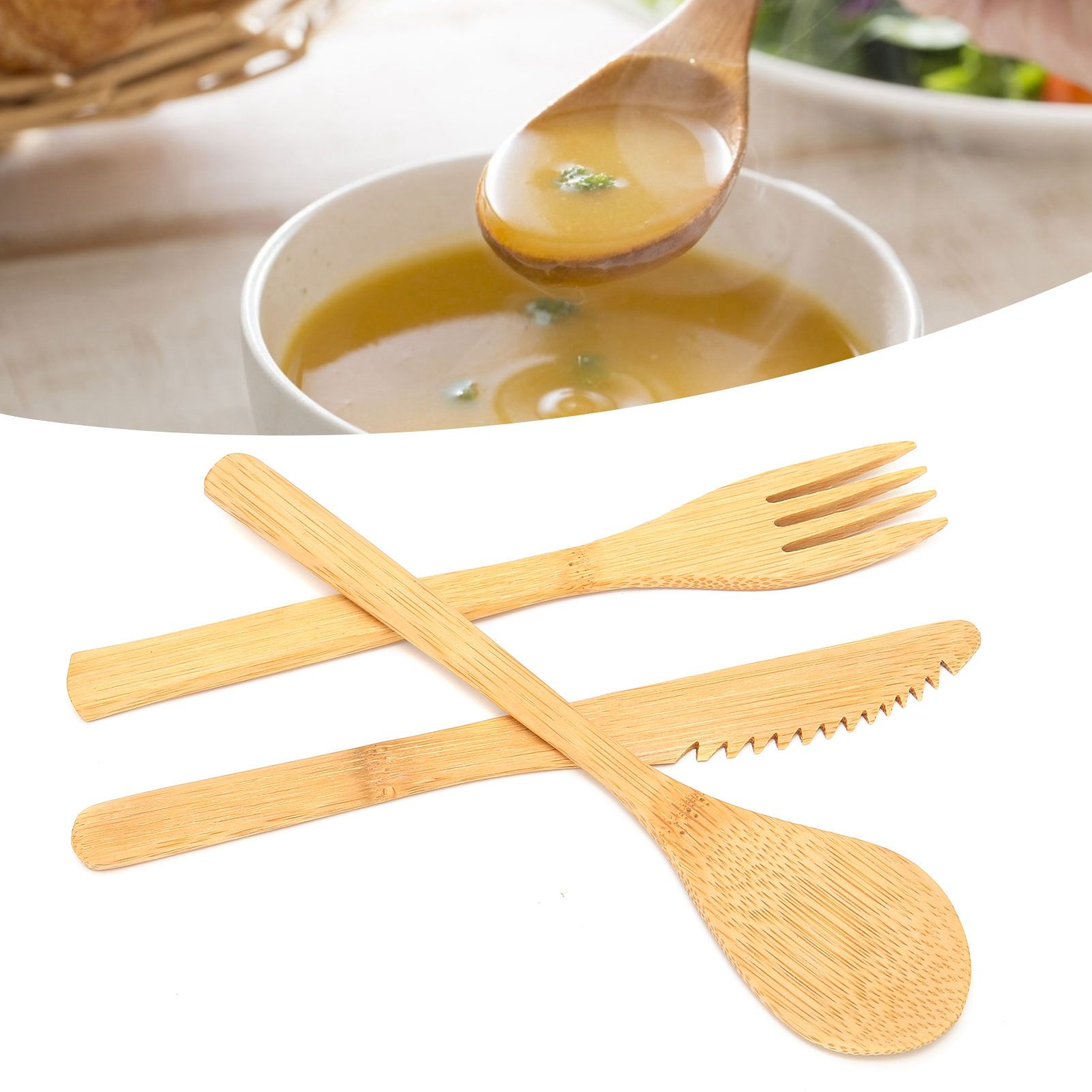 3Pcs Japanese Style Tableware Kitchen Fork Spoon Knife Set Home Tableware for view 12