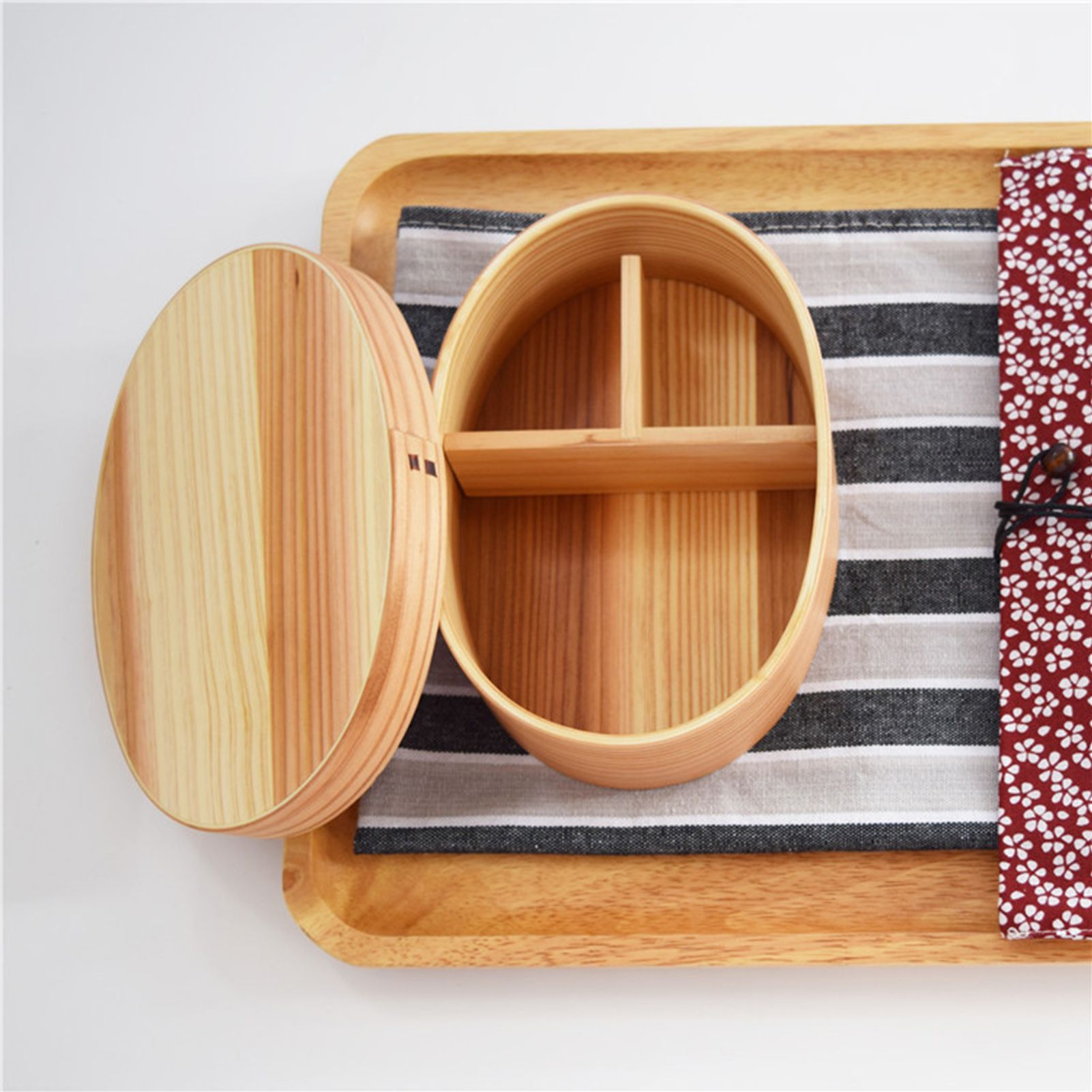 Wood Color Bento Box Oval Shape Sushi Lunch Box Food Storage Container for view 12
